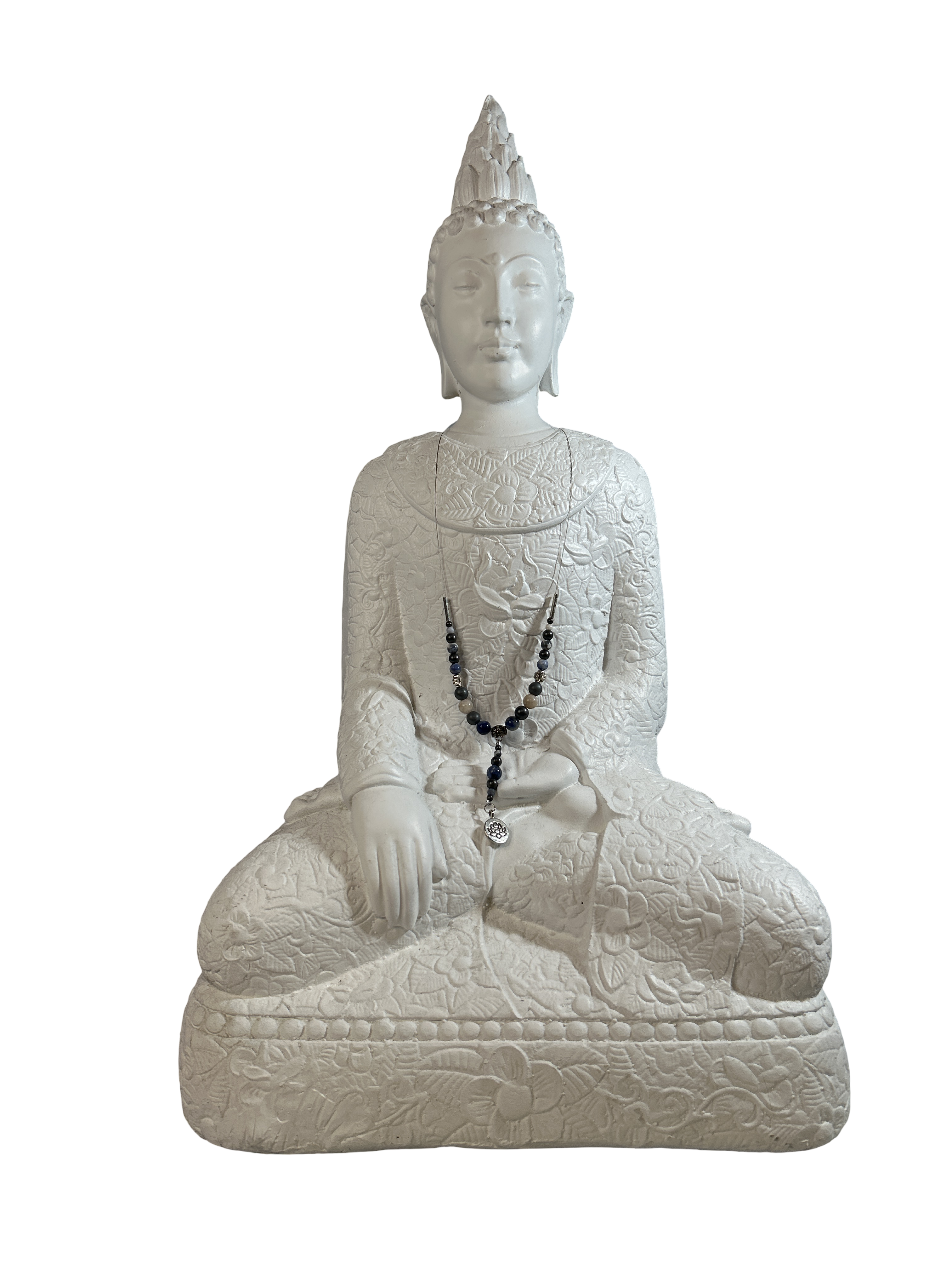 Collier avec fil d’acier inoxydable sodalite et hématite brute