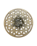 Fleur de vie 4 pouces pierre de lune, labradorite et cristal de roche