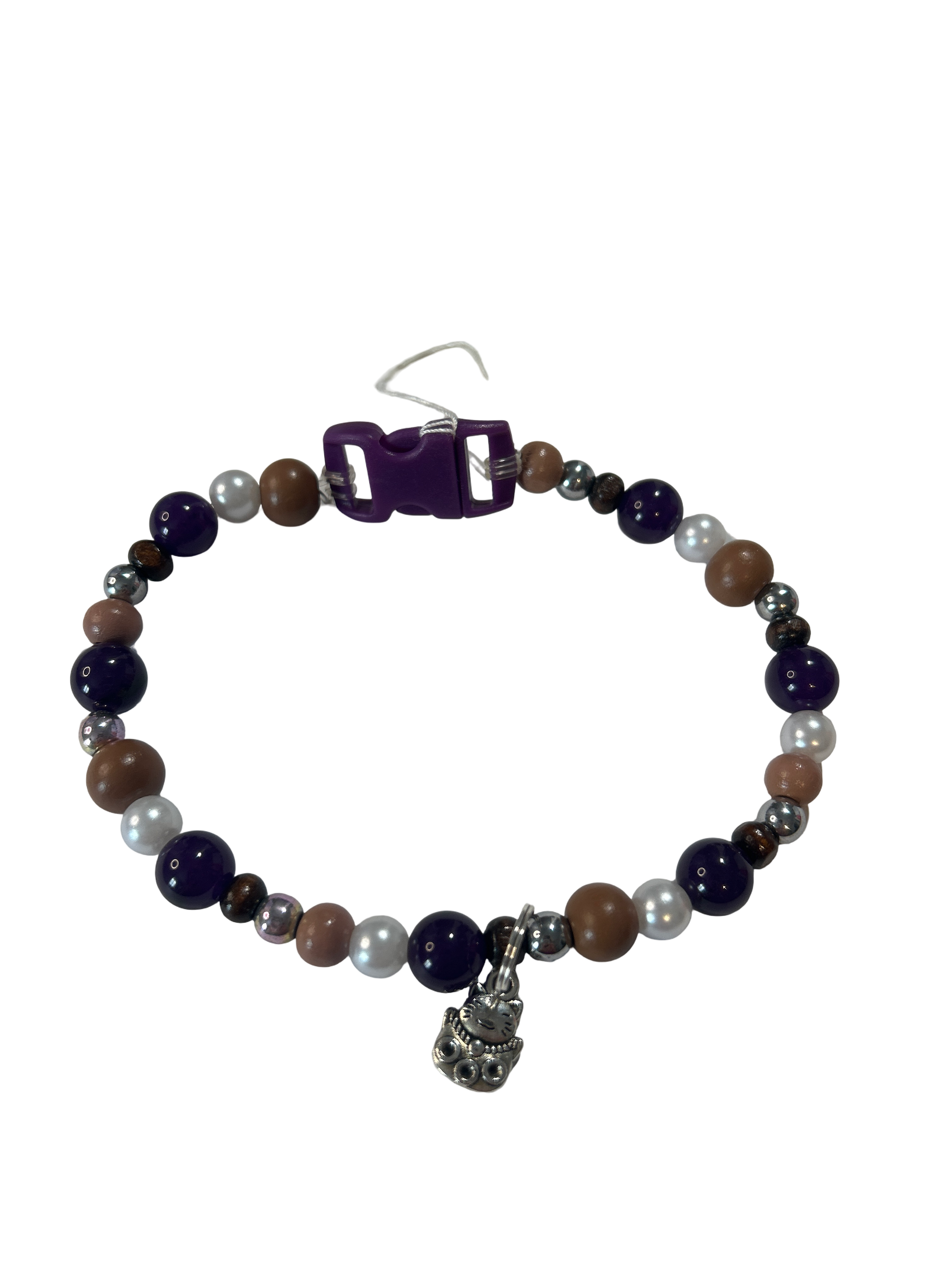 Collier chat fil élastique 11 pouces améthyste