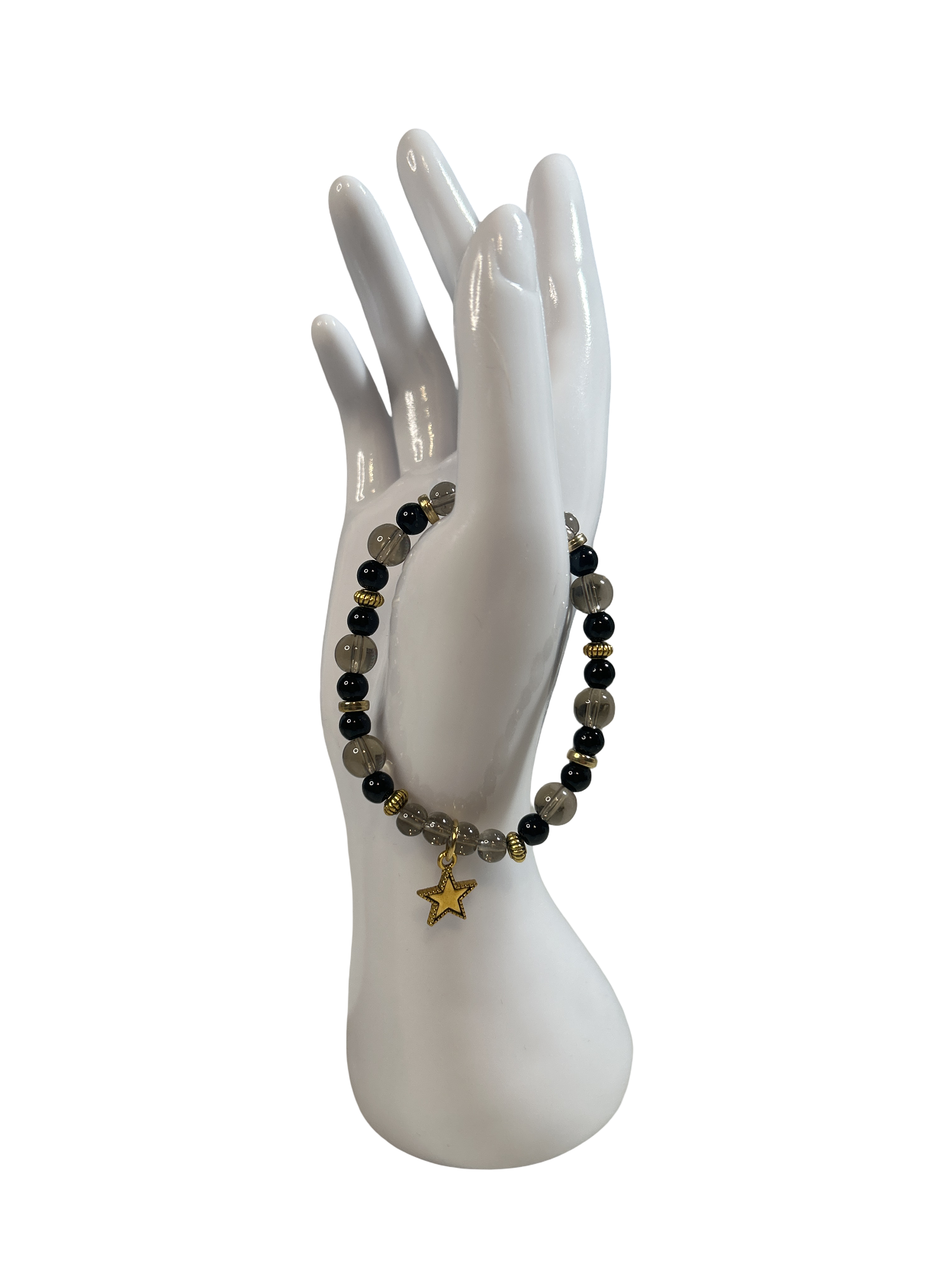 Bracelet obsidienne et quartz fumé