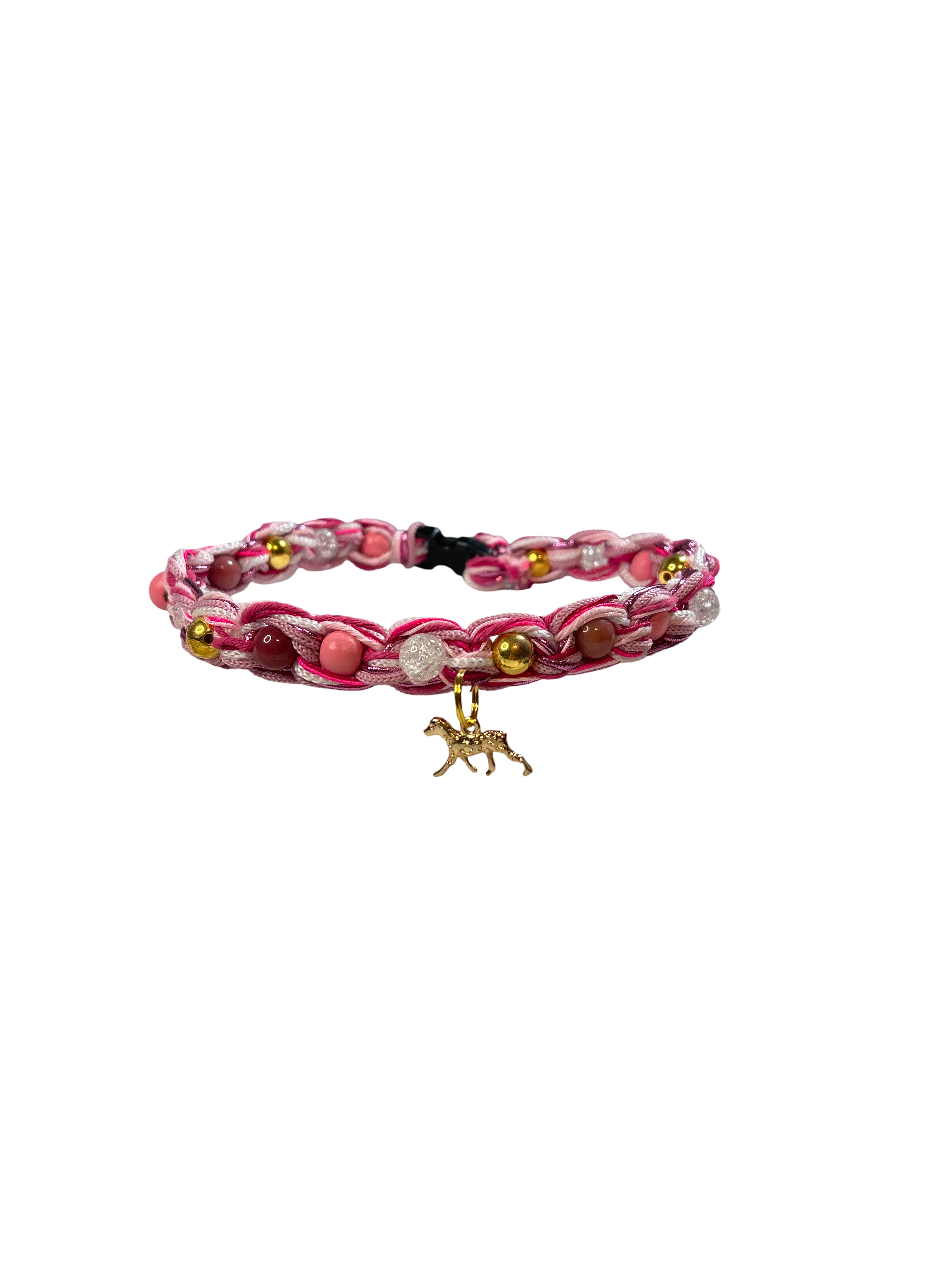 Collier tressé 16 pouces rhodochrosite et quartz naturel fissuré
