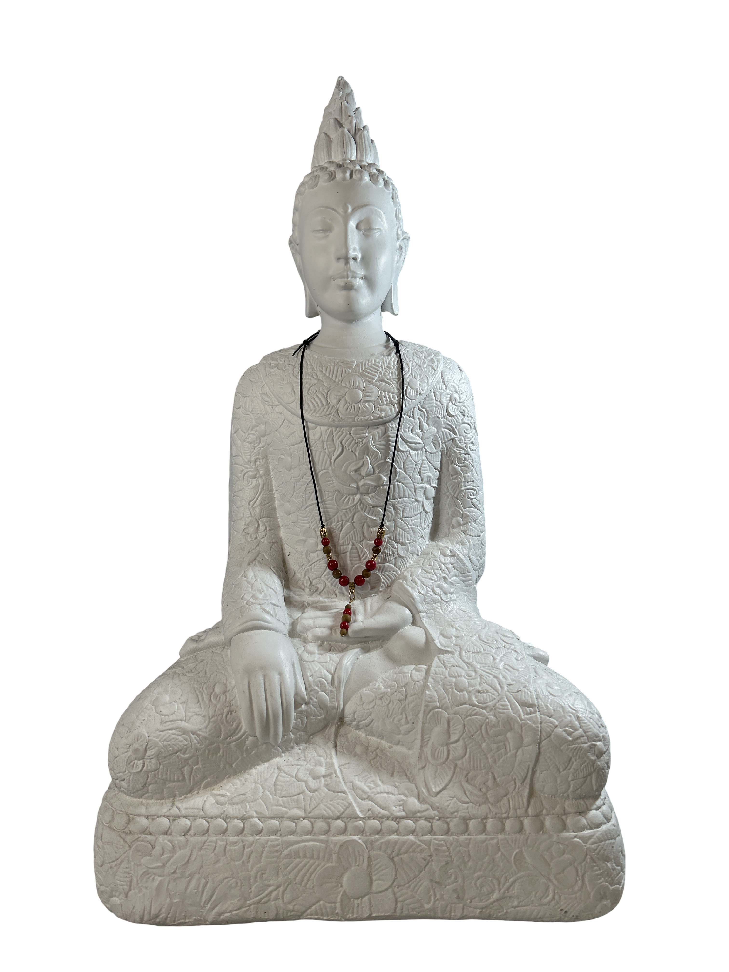 Collier ajustable pierre de bois fossilisé et corail rouge