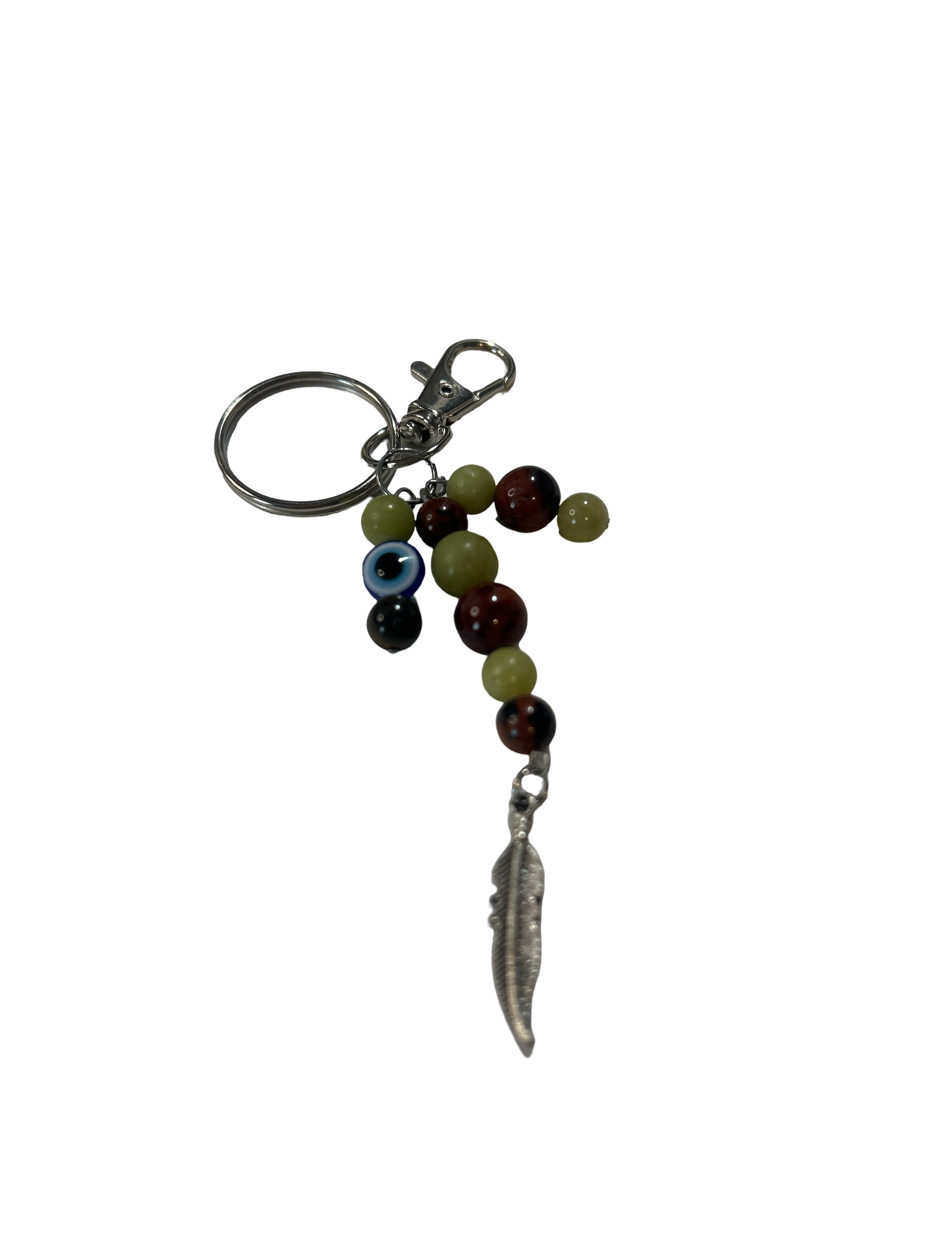 Porte clé oeil de taureau et jade de chine