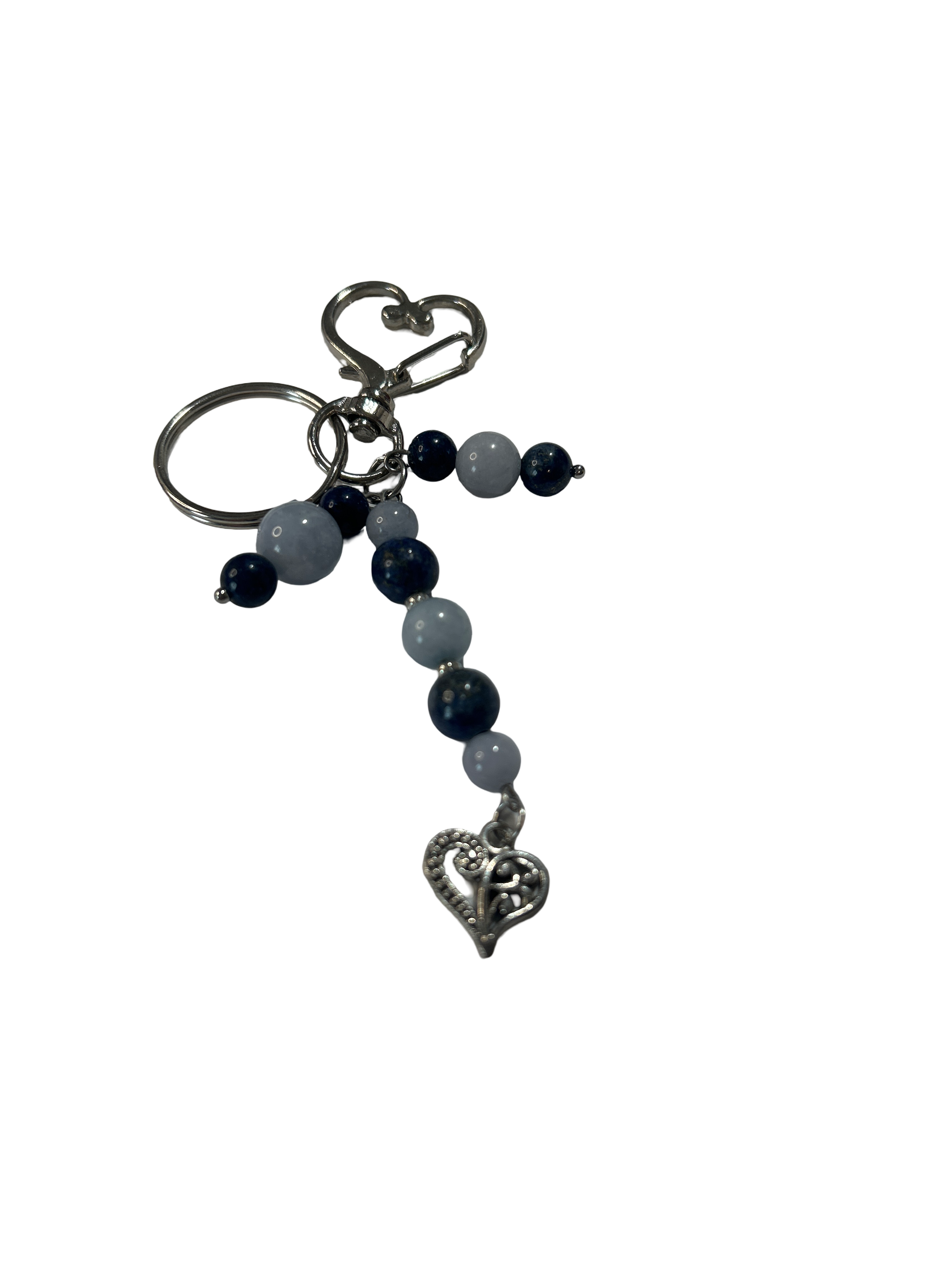 Porte clé calcédoine et lapis lazuli