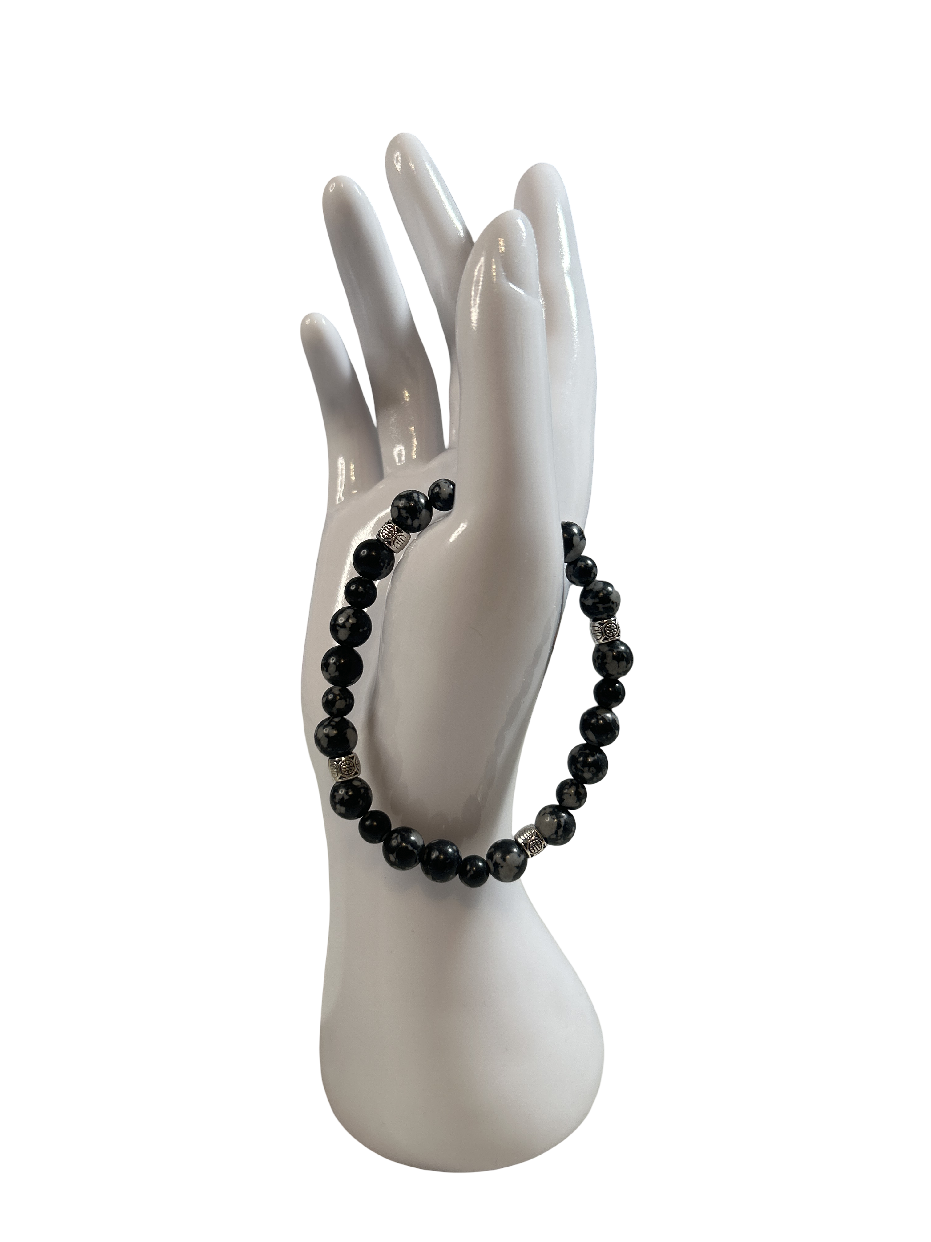 Bracelet homme obsidienne neige