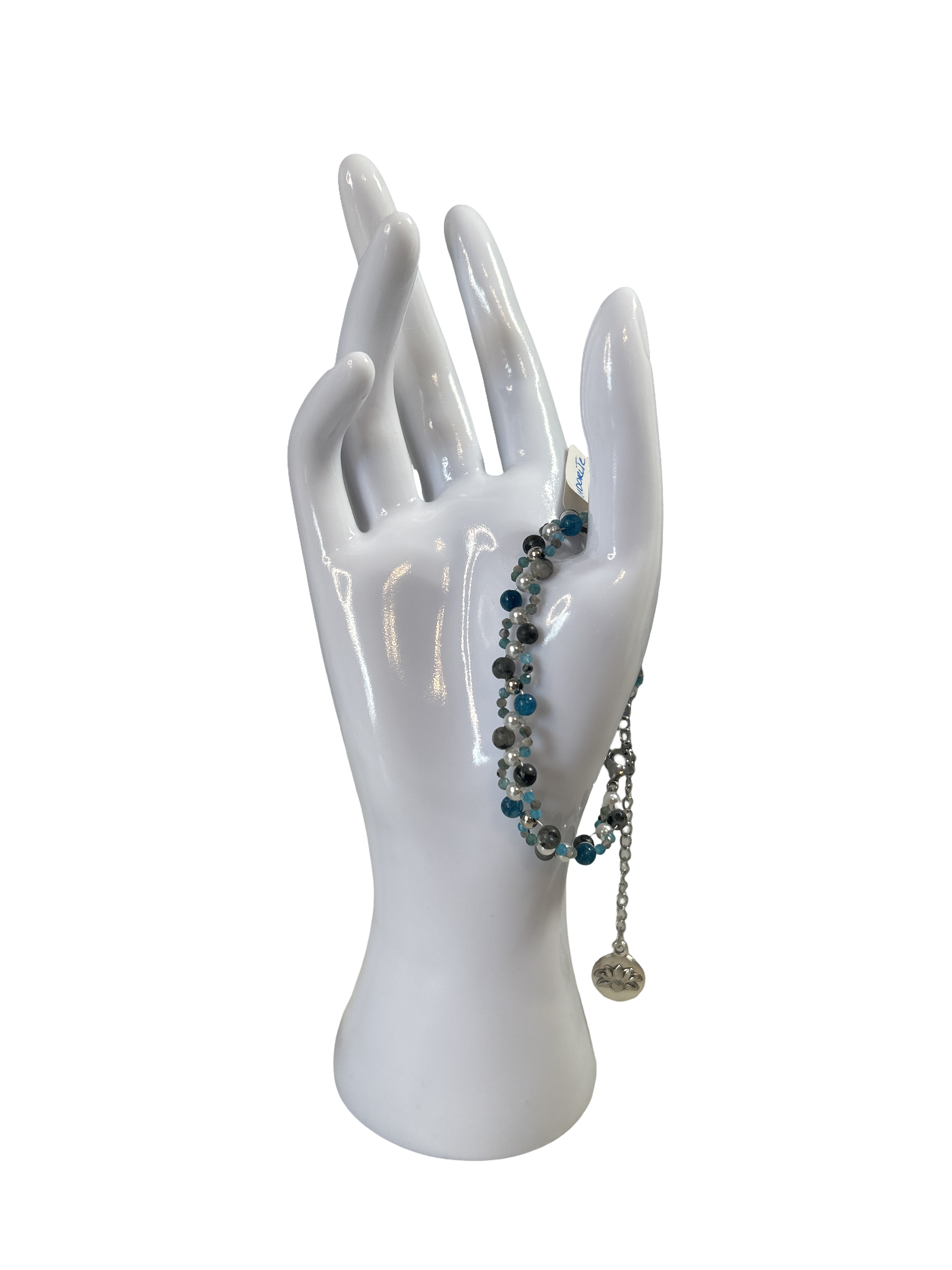 Bracelet tressé Labradorite, Larvikite et apatite bleue