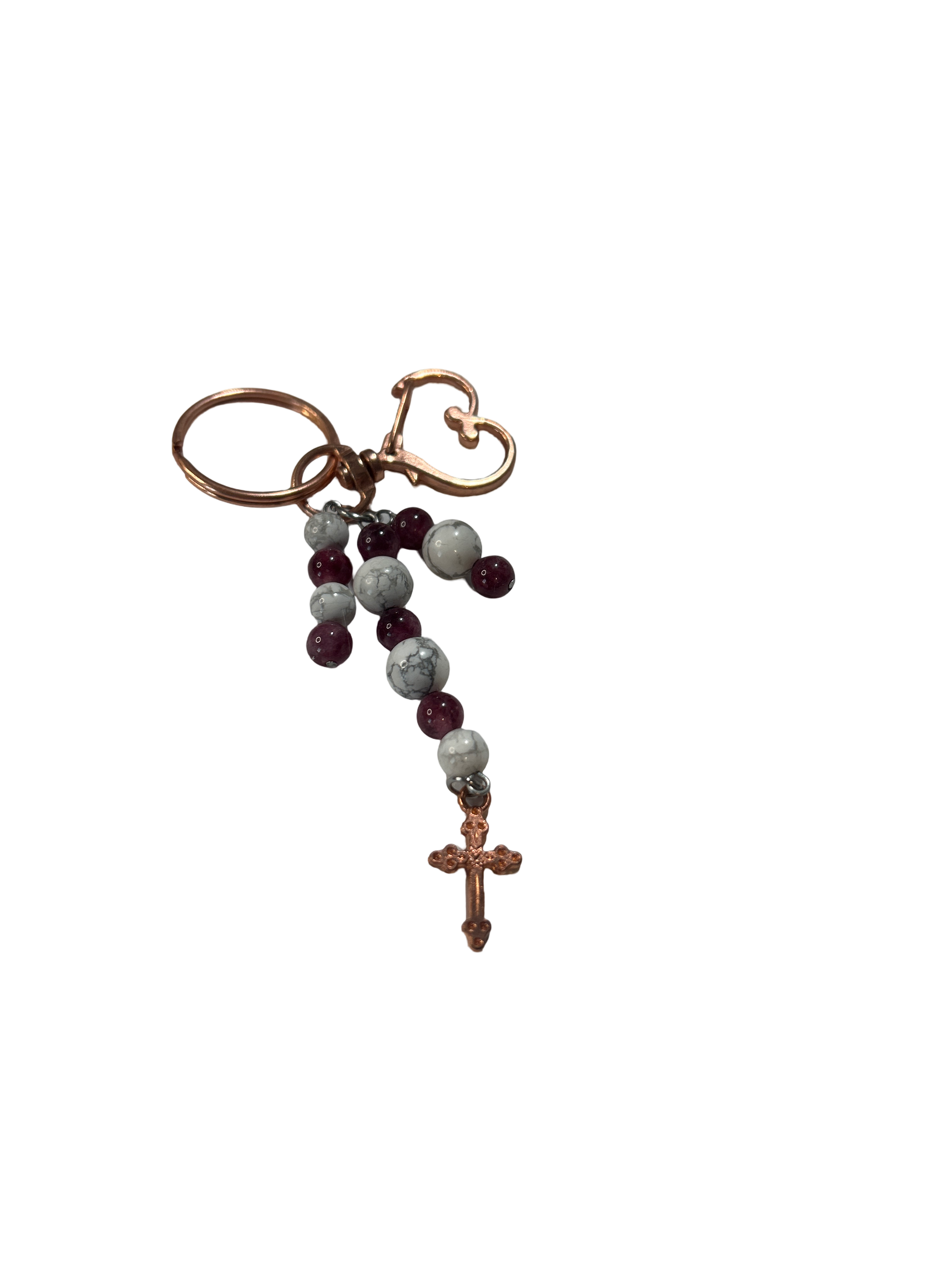 Porte clé howlite et lépidolite