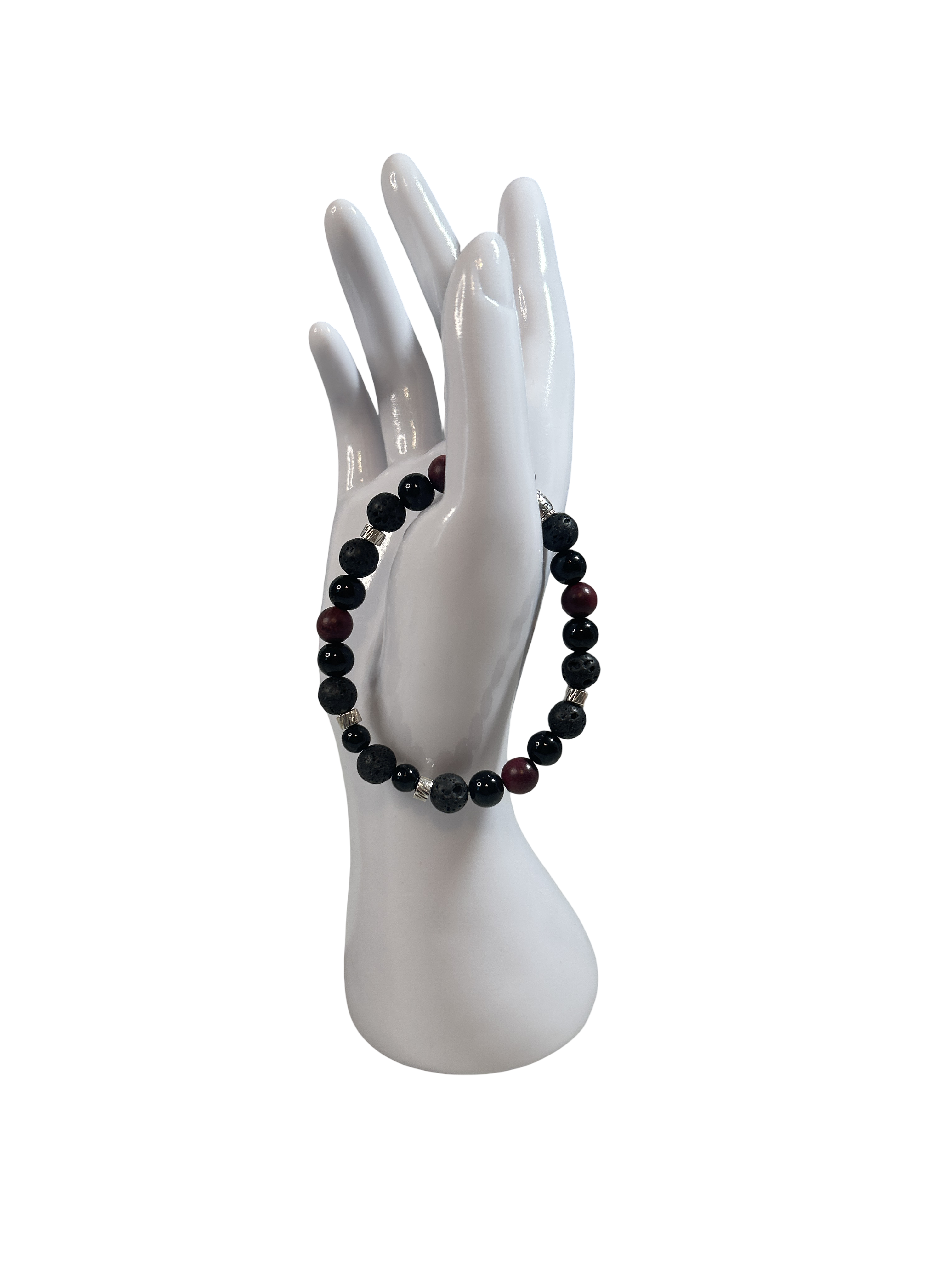 Bracelet homme pierre de lave et onyx