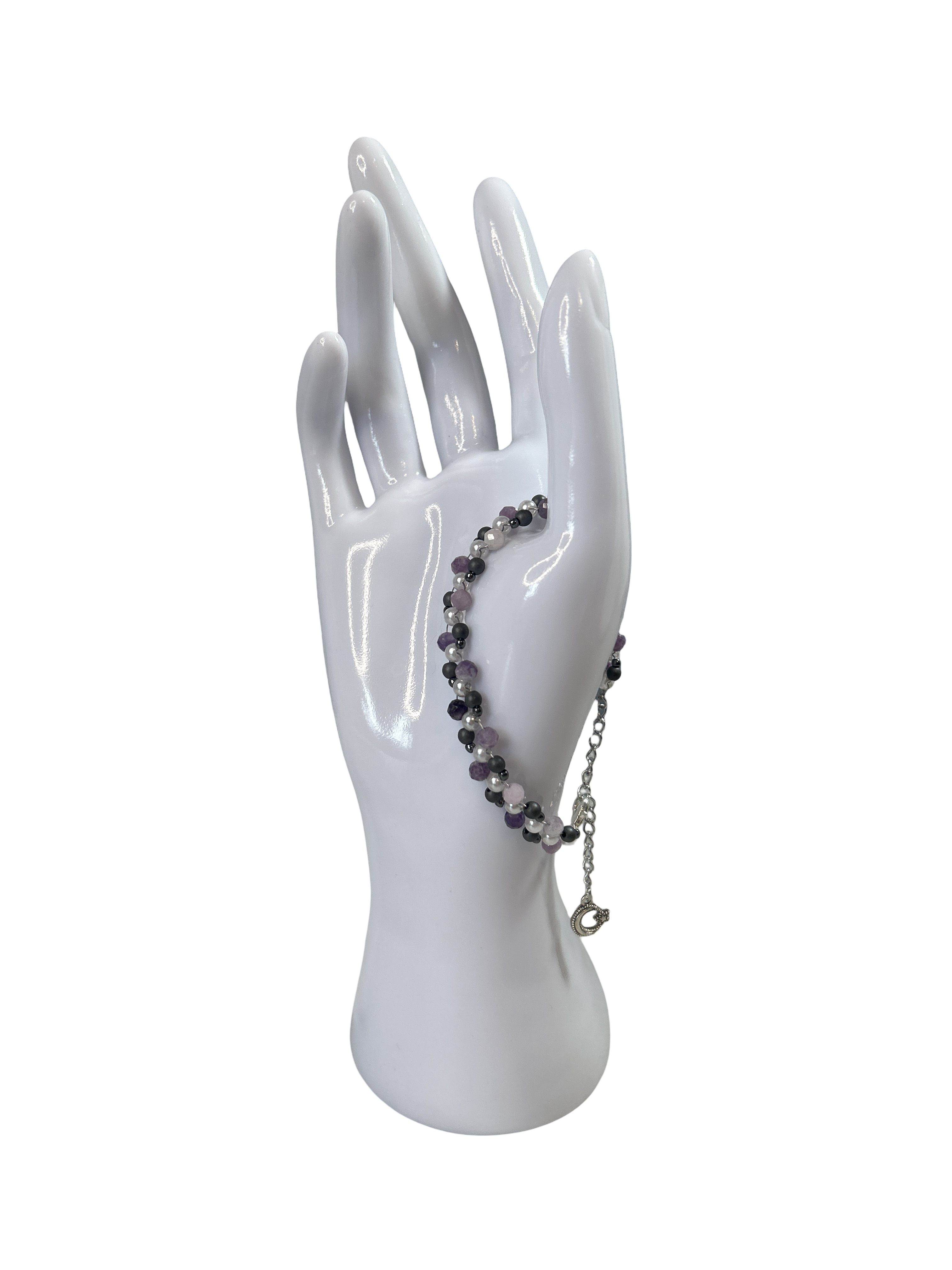 Bracelet tressé améthyste et hématite