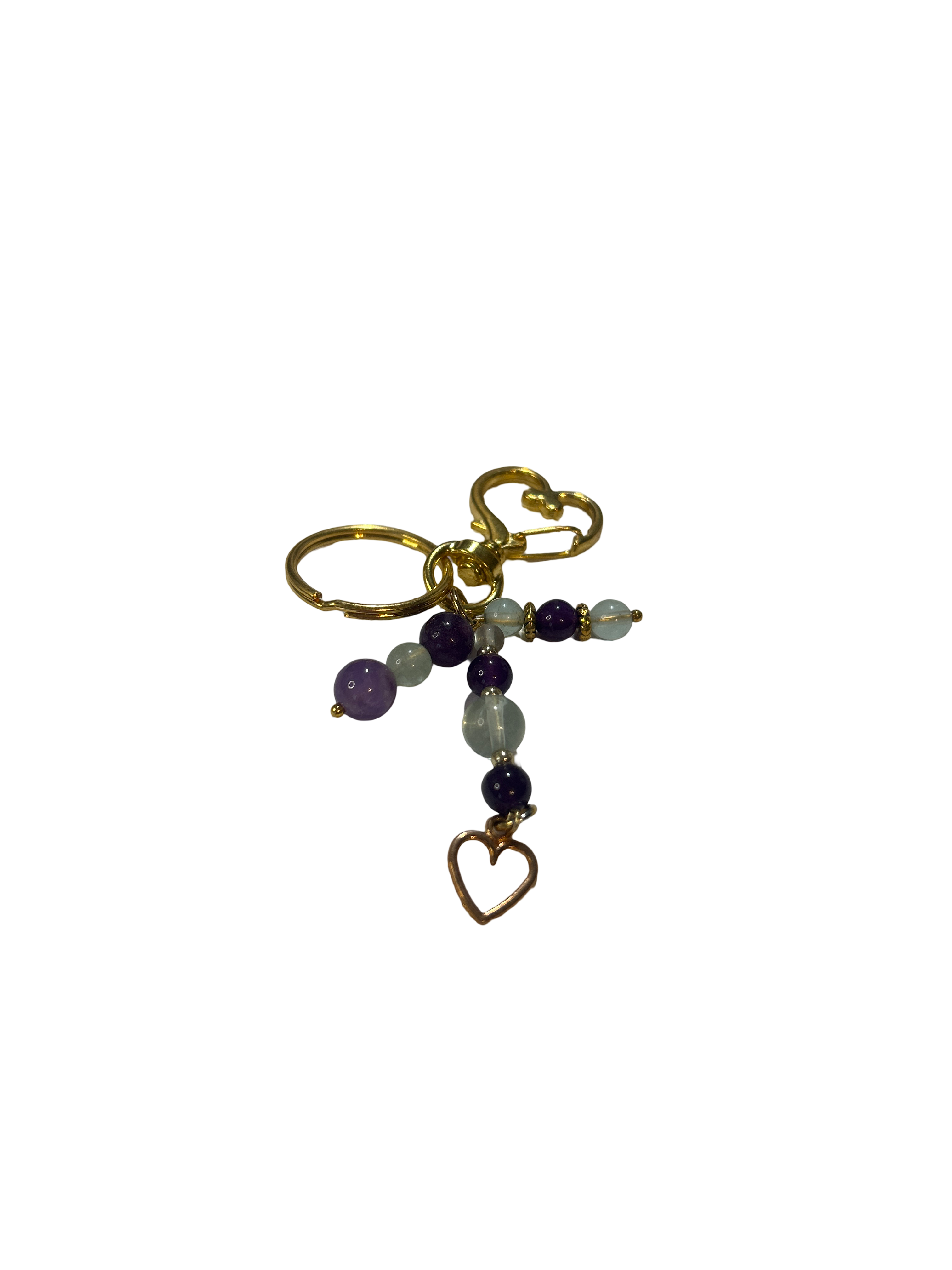 Porte clé améthyste et fluorite