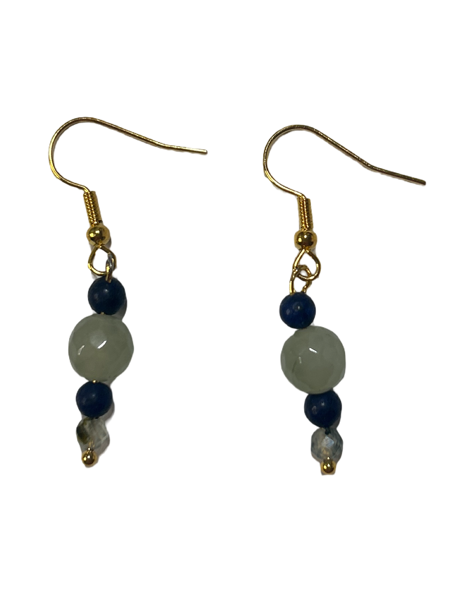 Boucle d’oreille prehnite et lapis lazuli