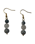 Boucle d’oreille jaspe gris et quartz blanc