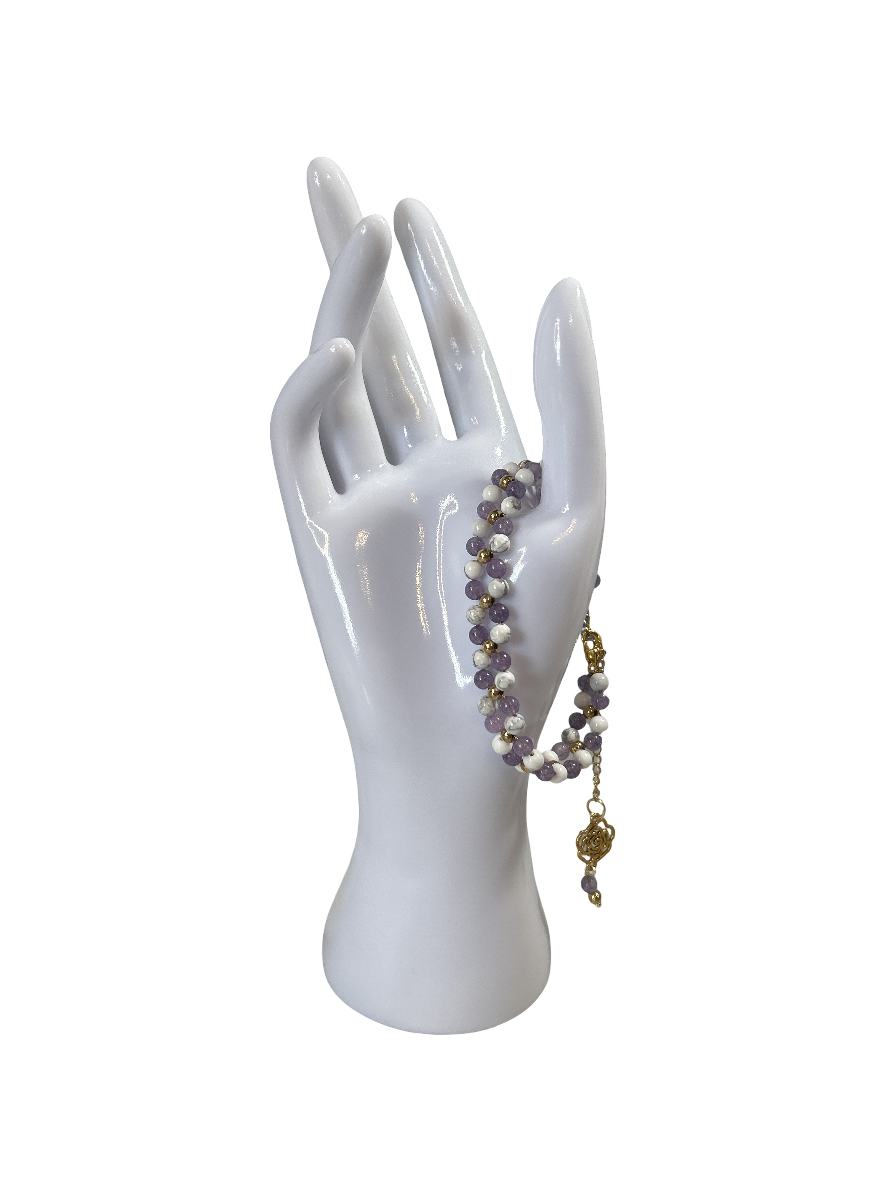 Bracelet tressé Angélite et howlite