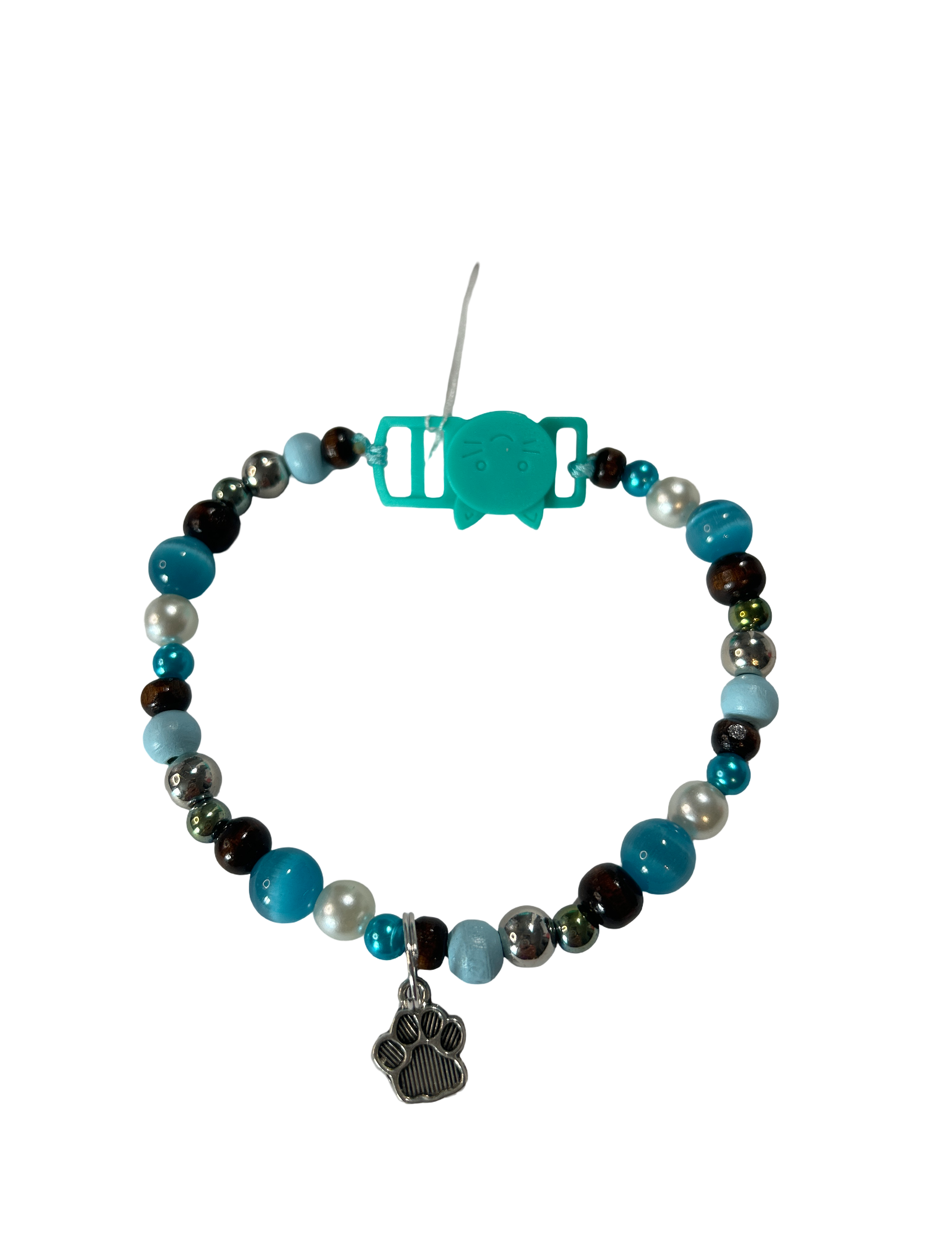 Collier chat fil de nylon 9.5 pouces œil de chat bleu