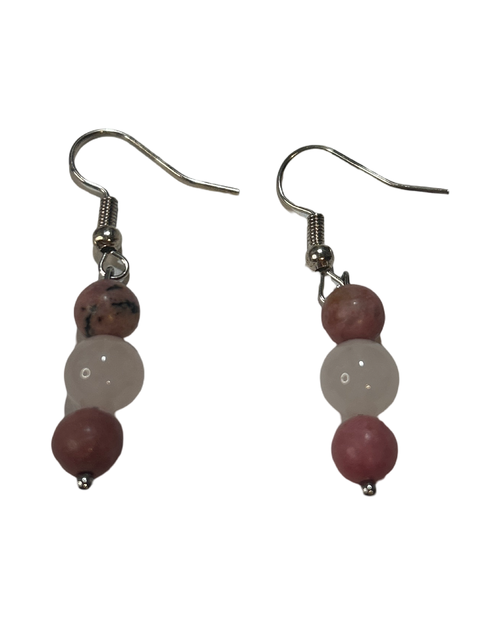 Boucle d’oreille Rhodonite et quartz rose