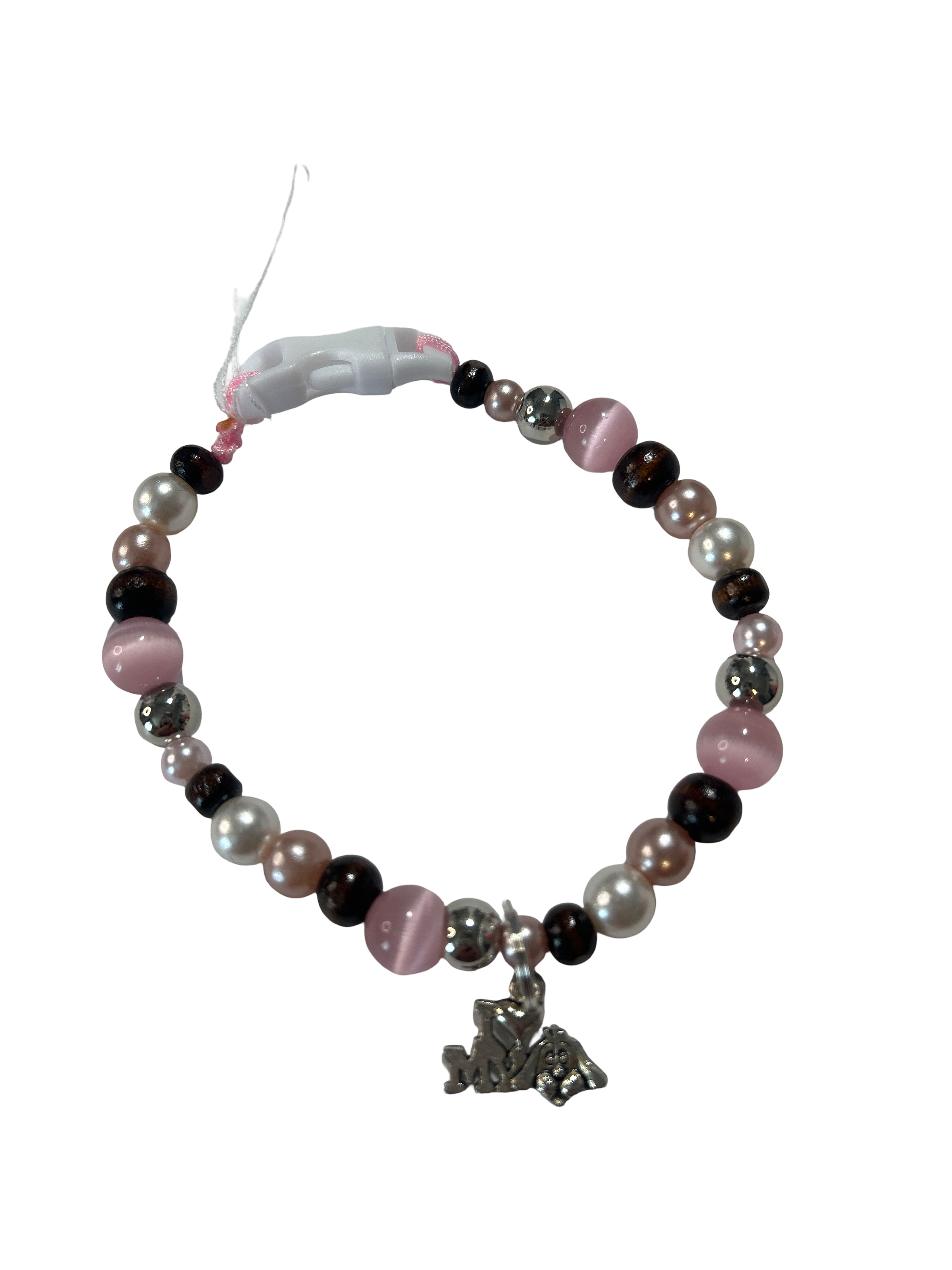 Collier chien fil nylon 9 pouces œil de chat rose