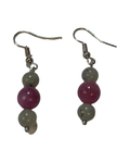 Boucle d’oreille quartz fraise et jaspe sésame