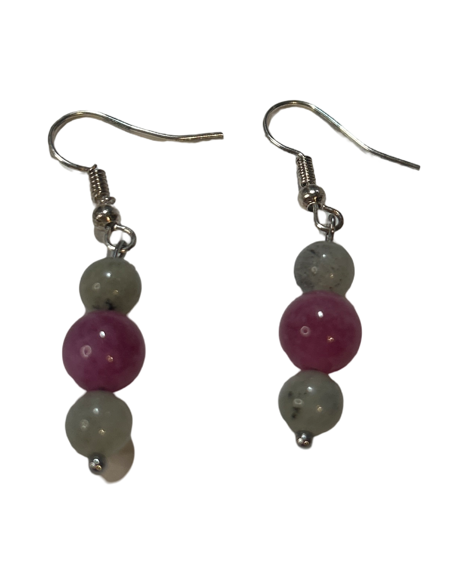 Boucle d’oreille quartz fraise et jaspe sésame