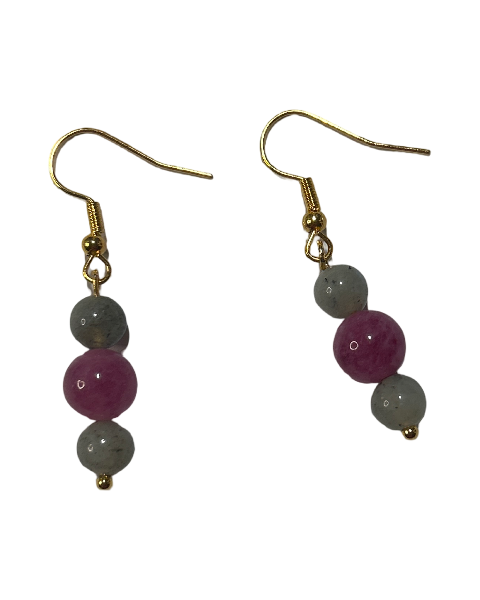 Boucle d’oreille quartz fraise et jaspe sésame