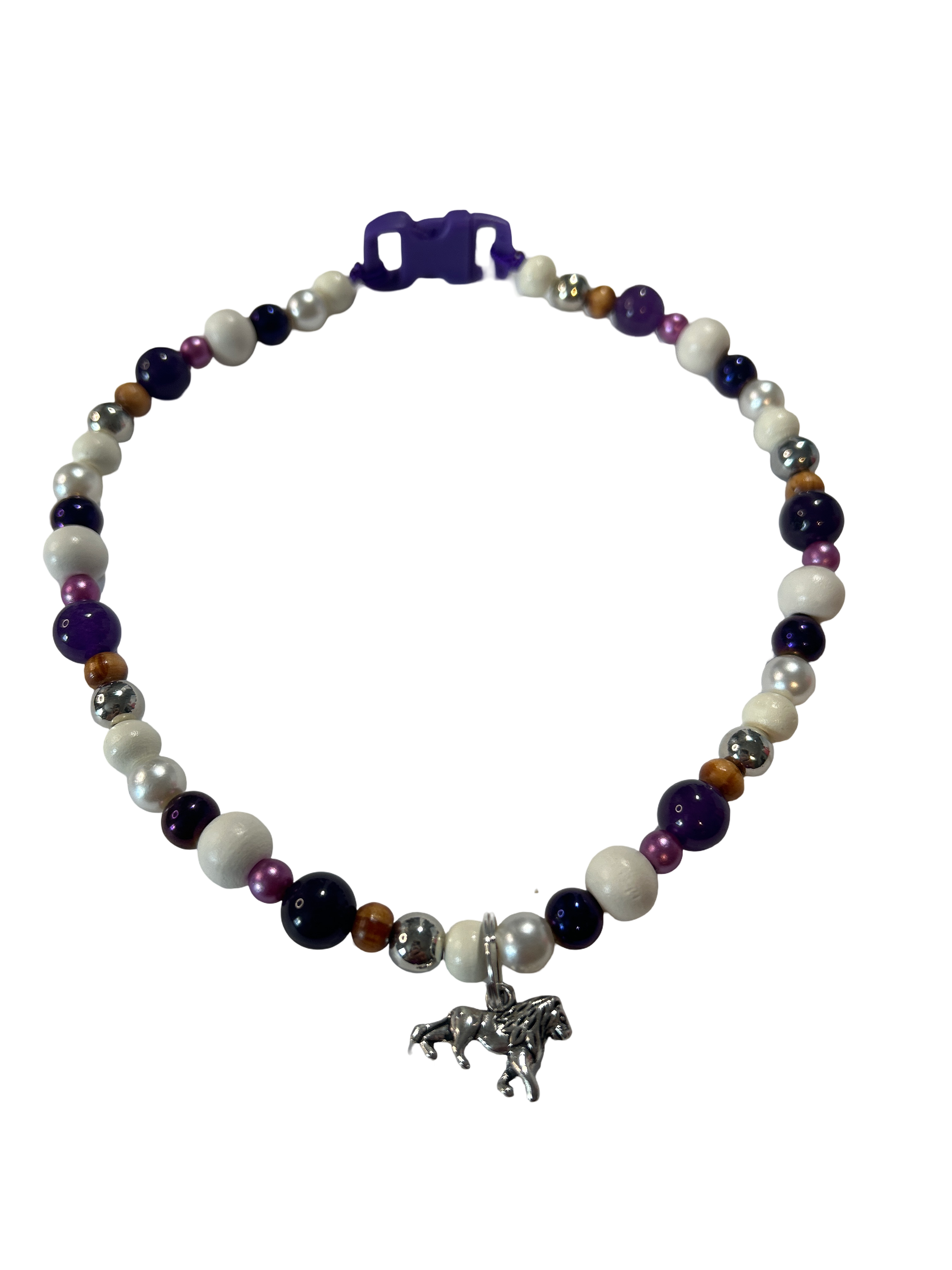 Collier chien fil nylon 15.5 pouces améthyste