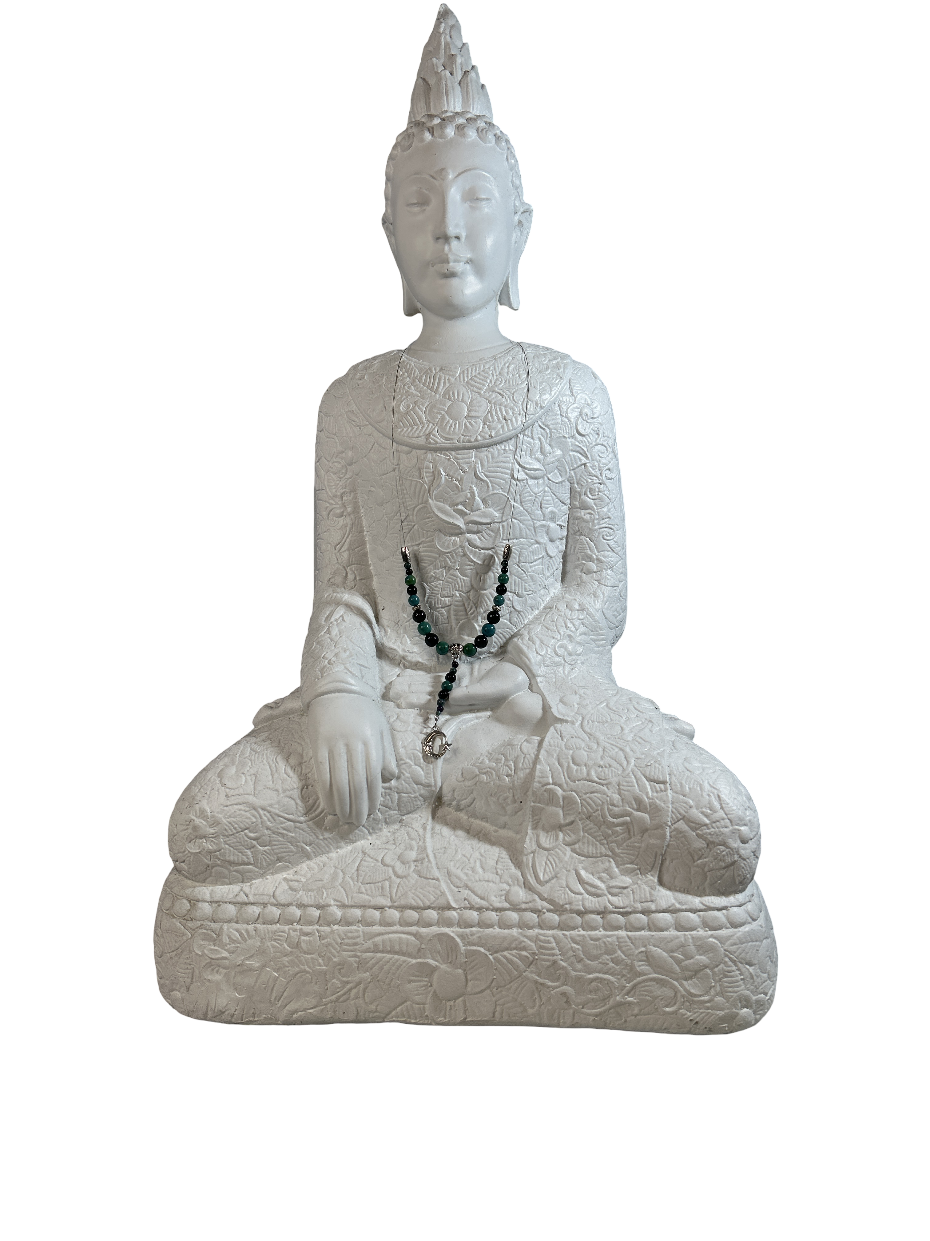 Collier avec fil d’acier inoxydable Chrysocolle et obsidienne