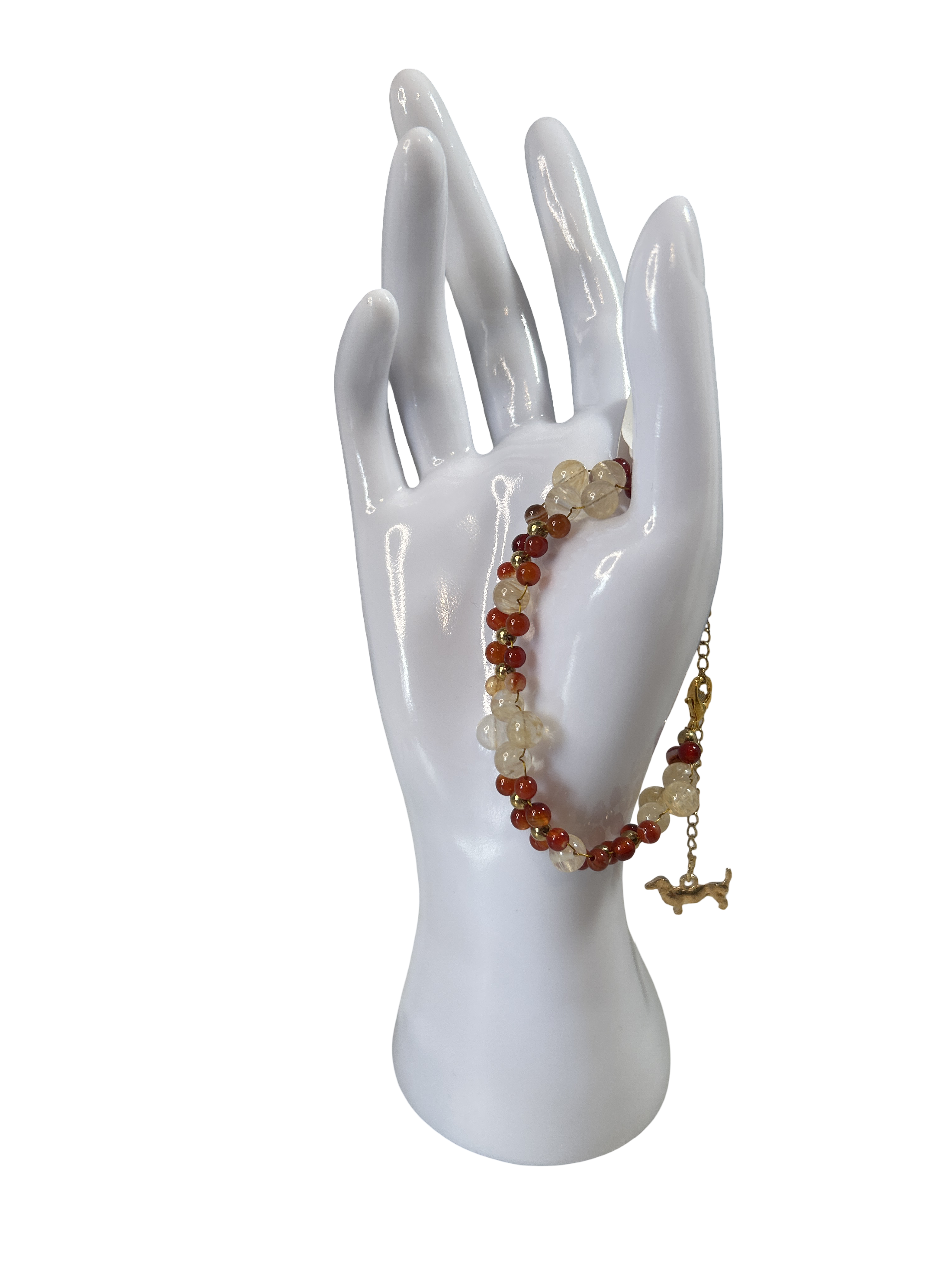 Bracelet tressé citrine et cornaline