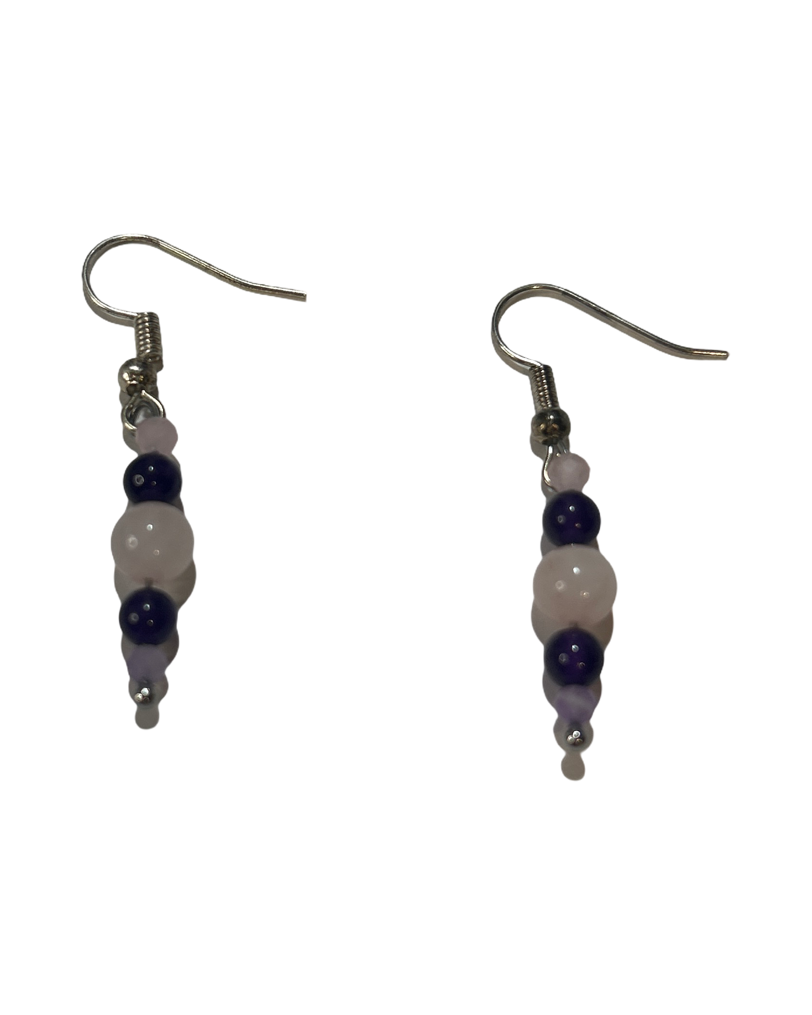 Boucle d’oreille améthyste et quartz rose