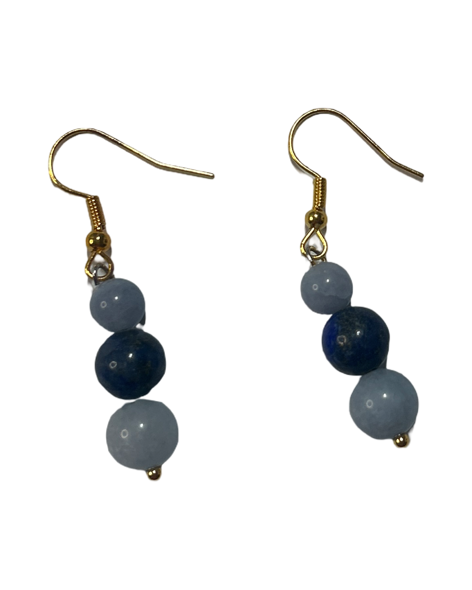 Boucle d’oreille calcédoine et lapis lazuli