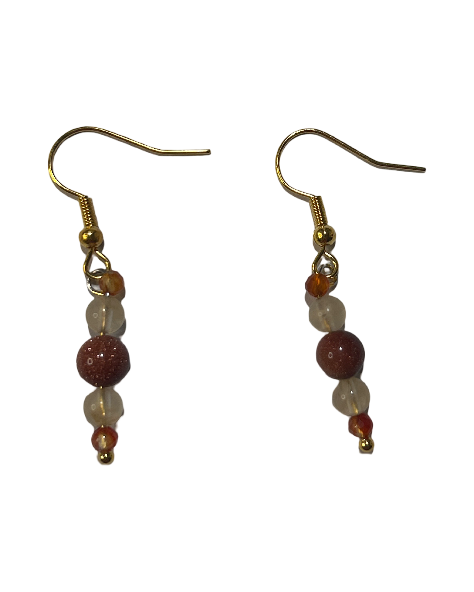 Boucle d’oreille pierre de sable d’or, citrine et cornaline