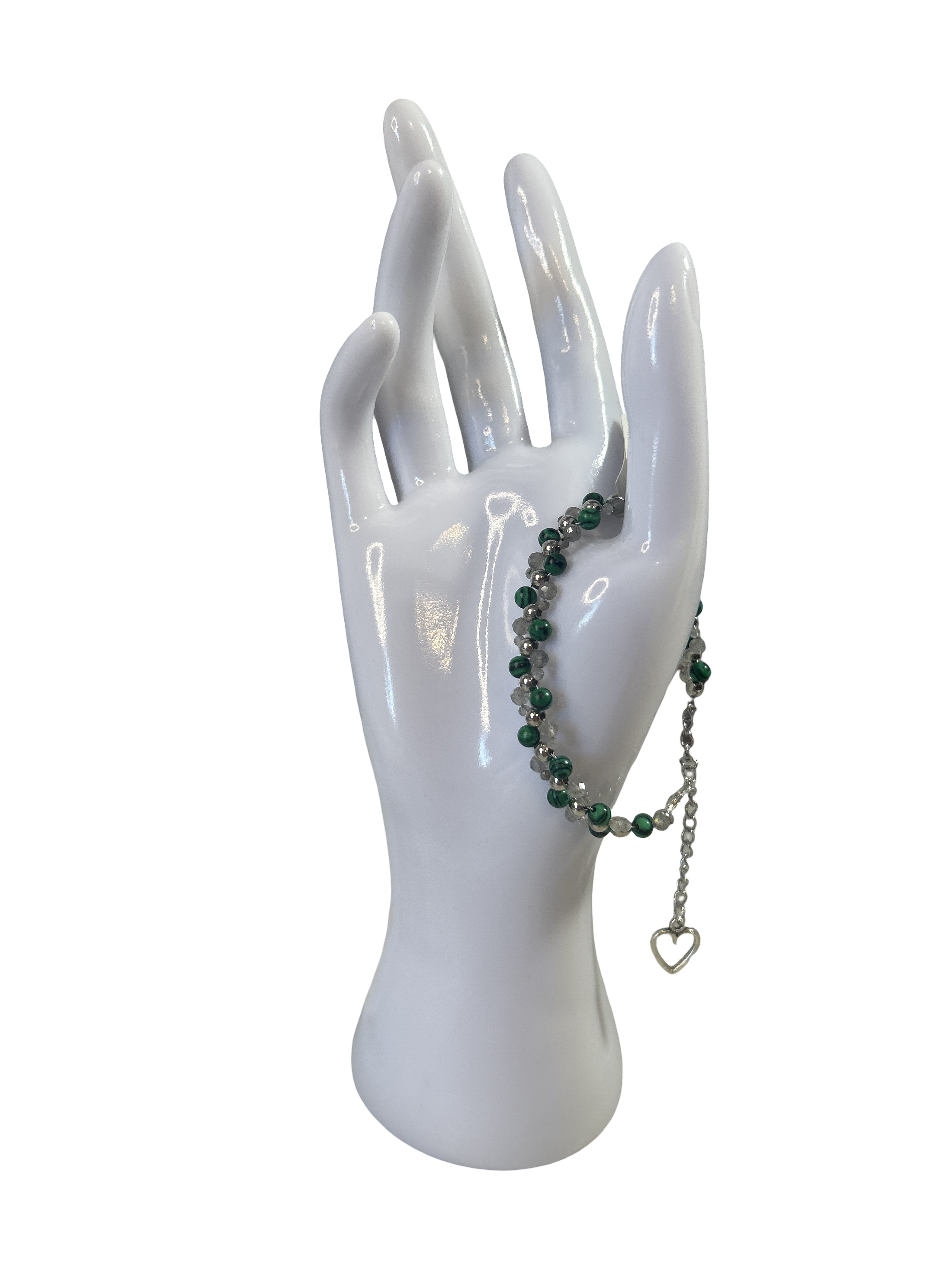 Bracelet tressé labradorite et malachite