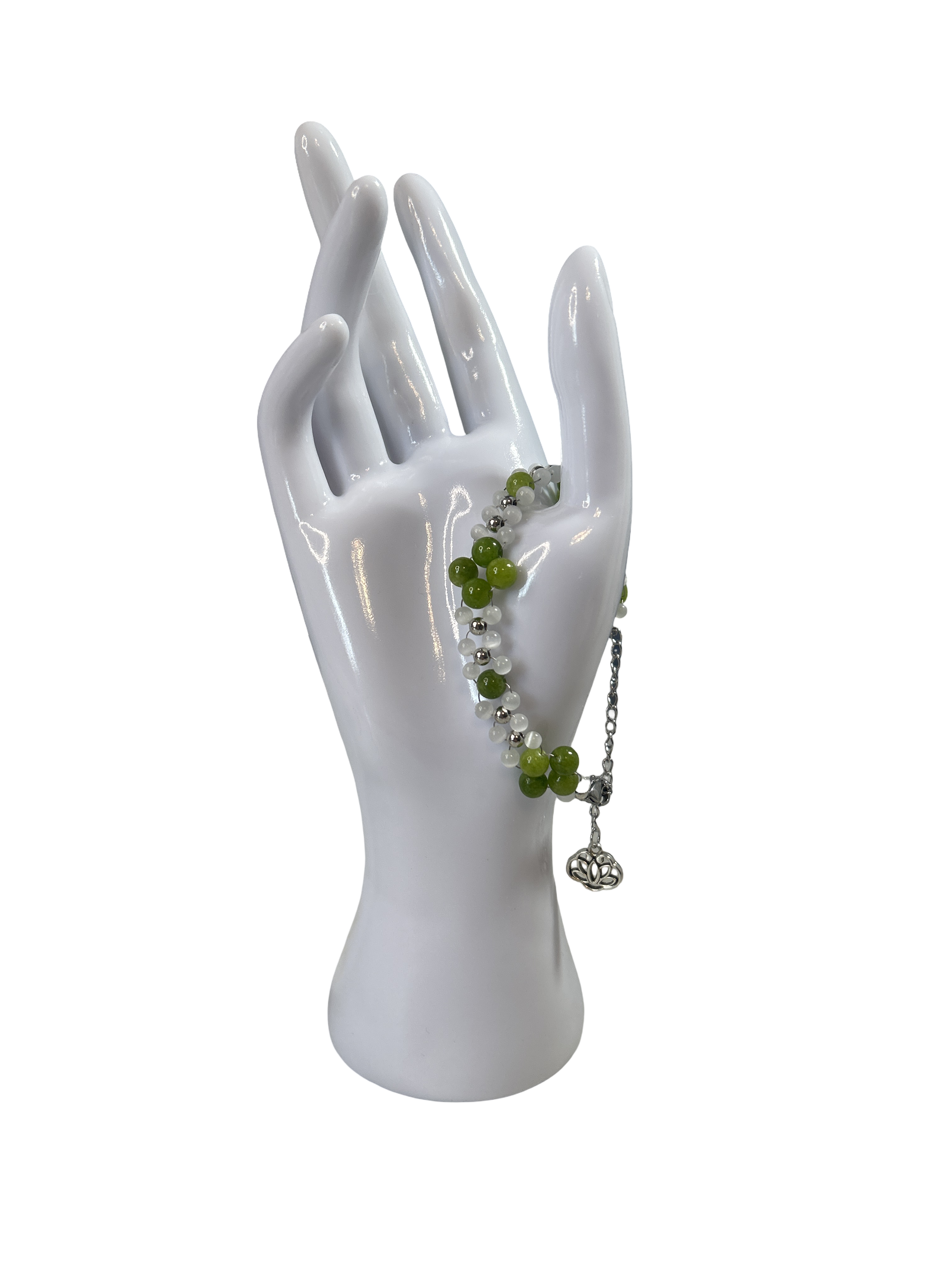 Bracelet tressé péridot et pierre de lune