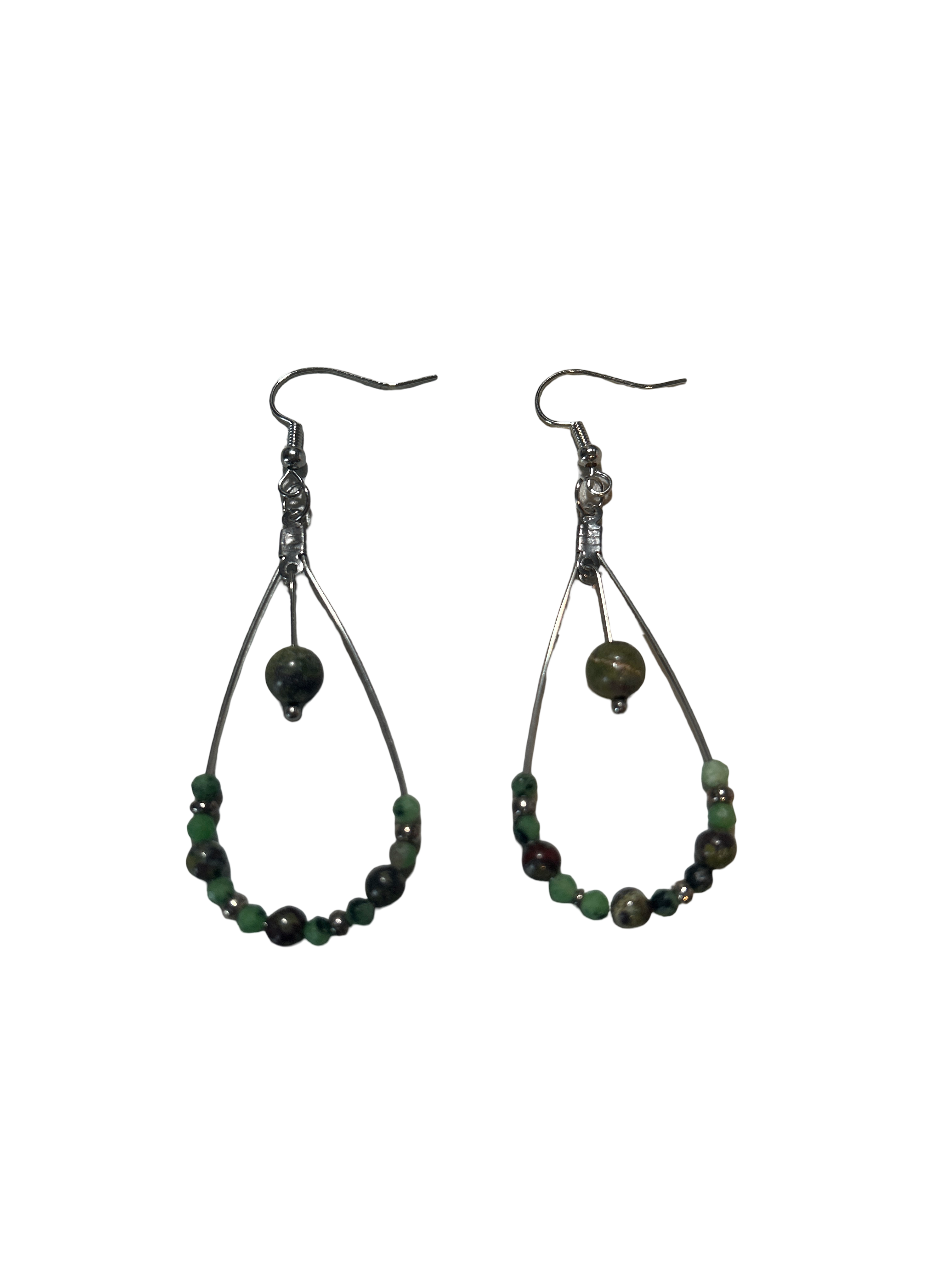 Boucle d’oreille jaspe sang de dragon et rubis zoïsite