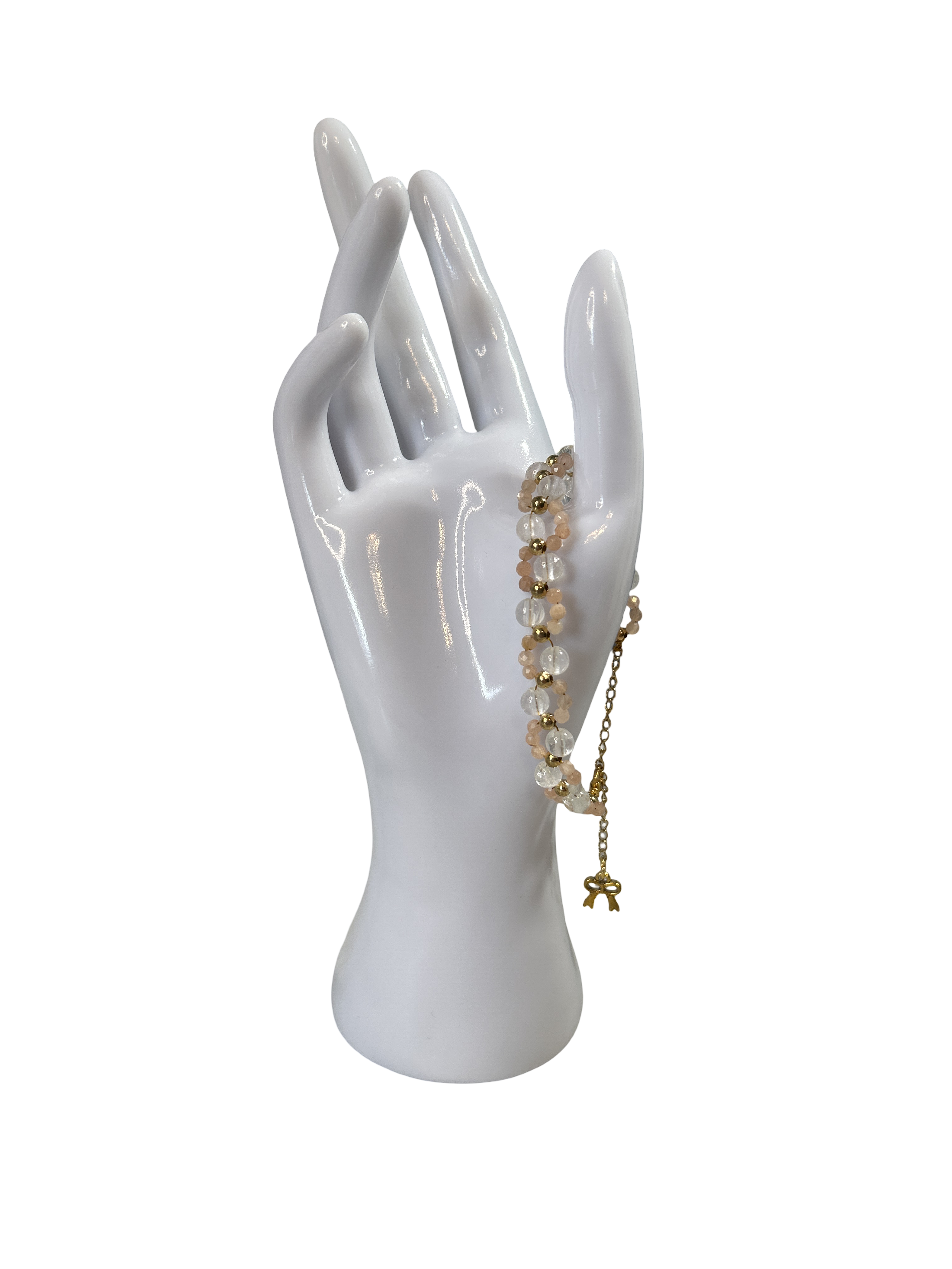 Bracelet tressé pierre de soleil et cristal de roche