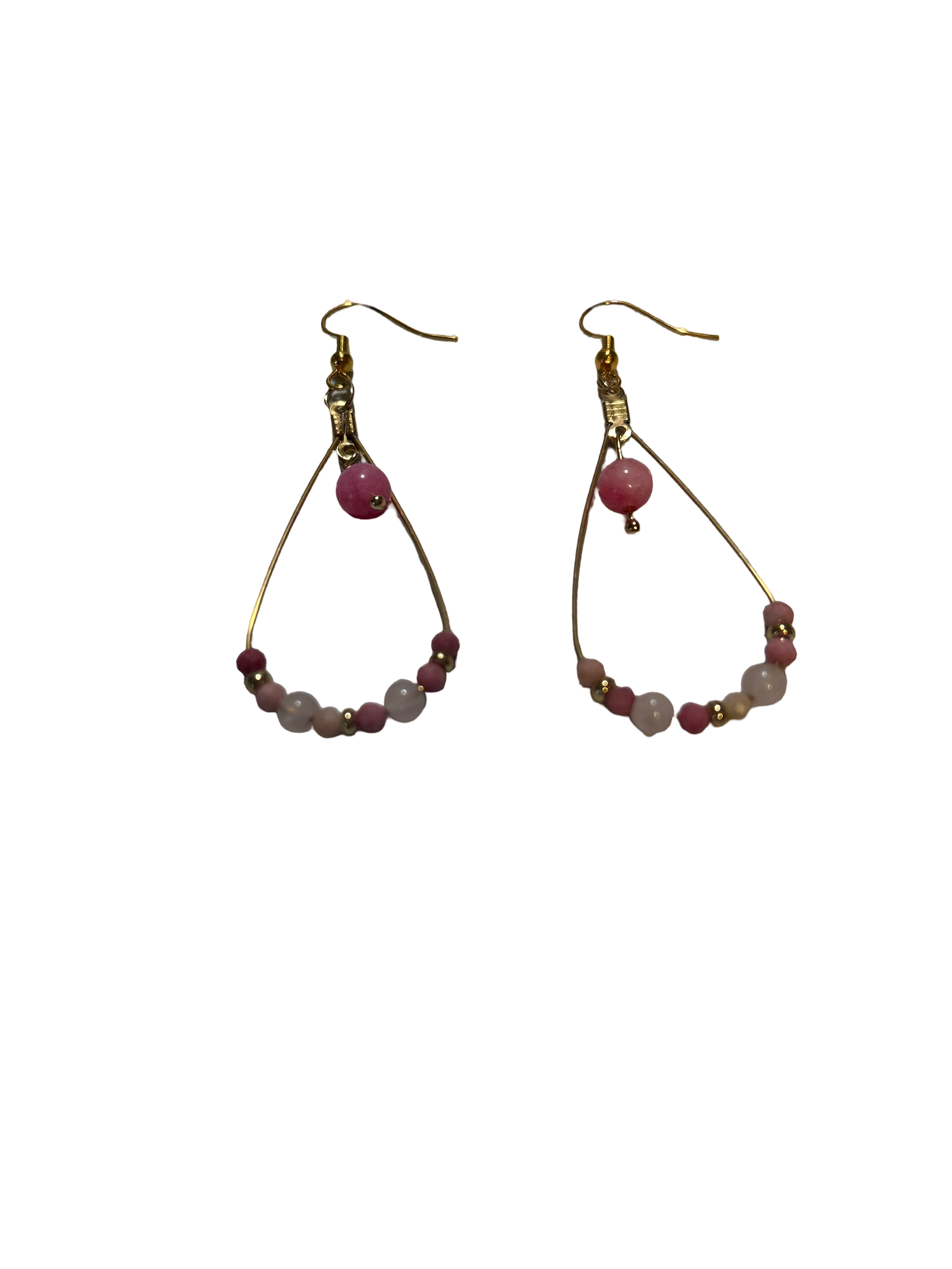 Boucle d’oreille rhodochrosite et quartz rose