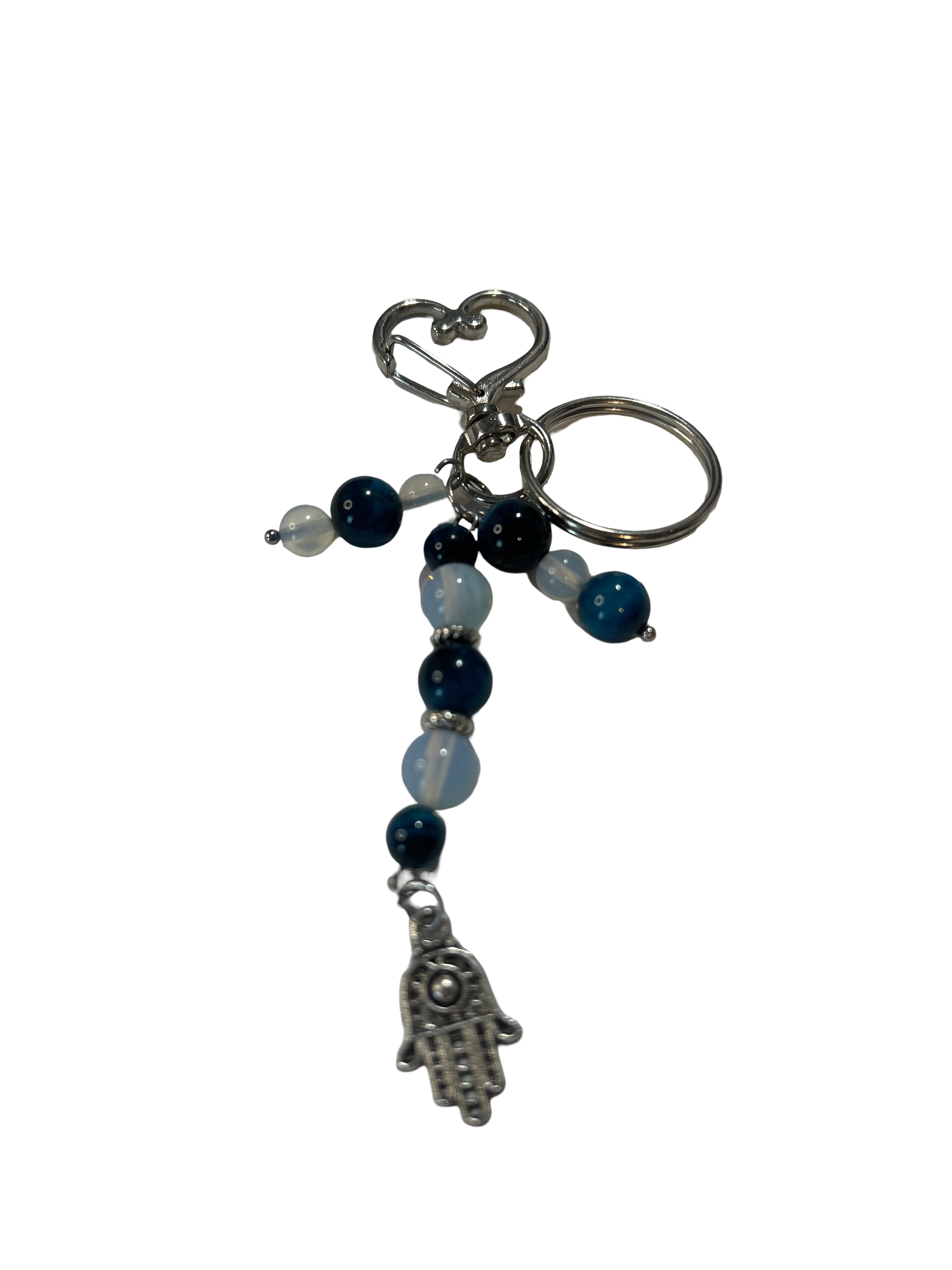 Porte clé œil de tigre bleu et opaline