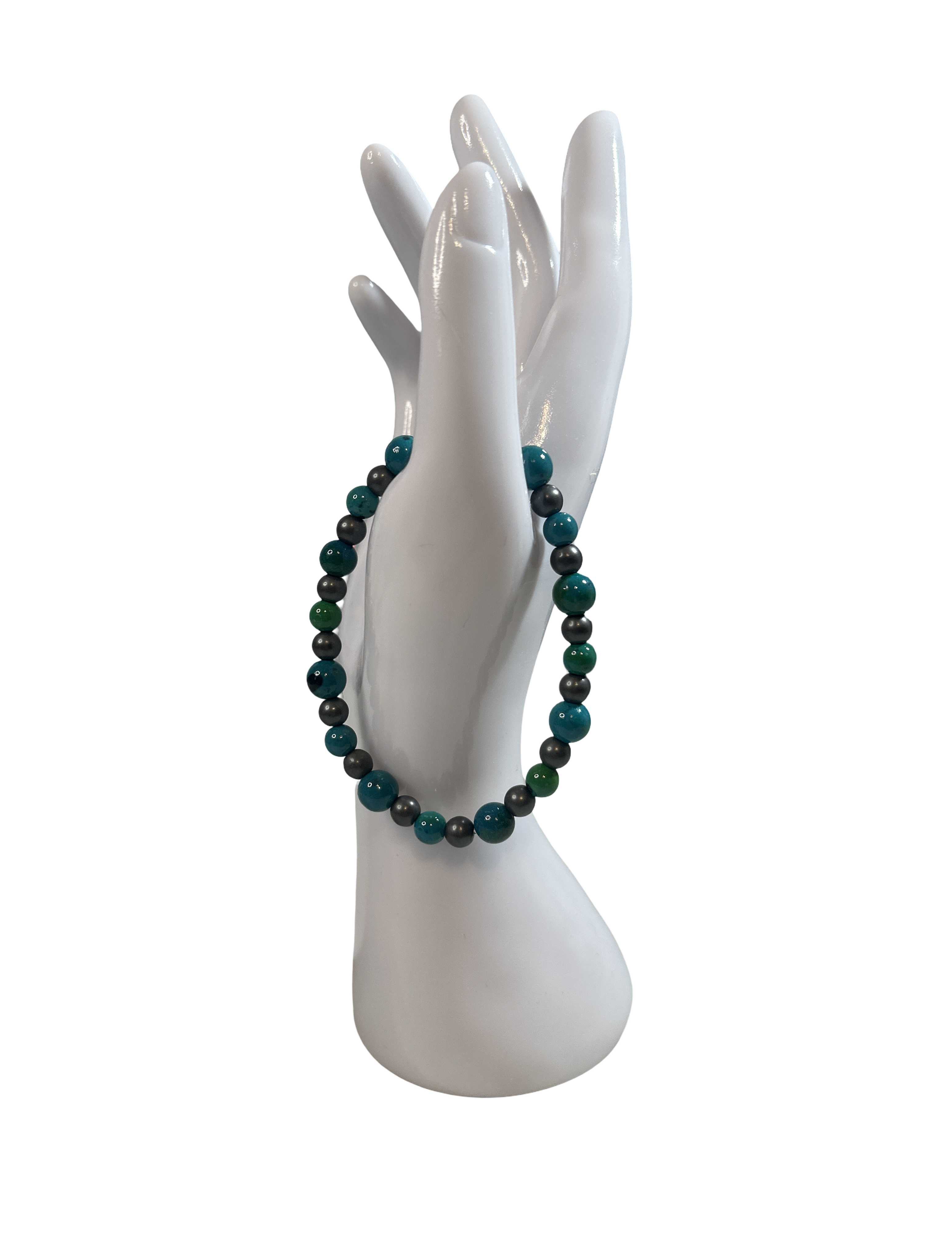 Bracelet homme Chrysocolle et hématite brute