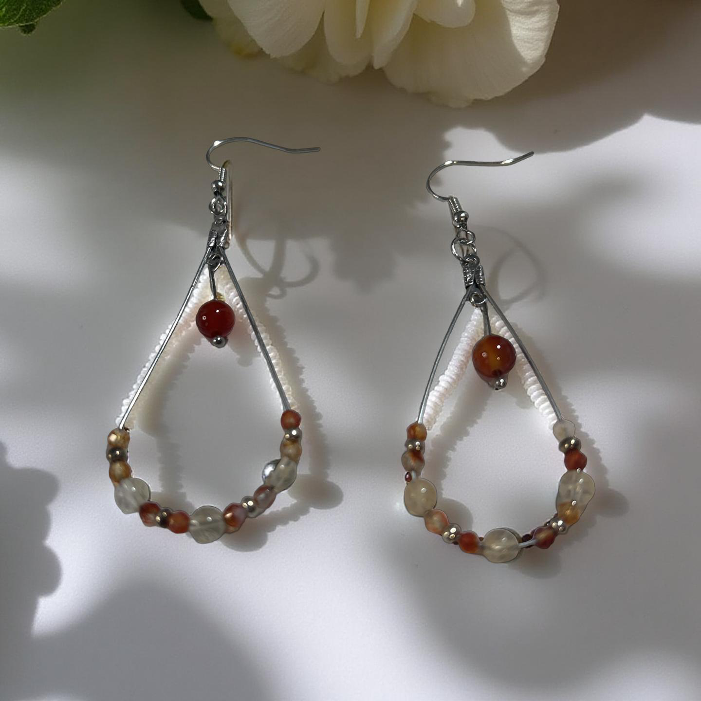 Boucle d’oreille cornaline et citrine