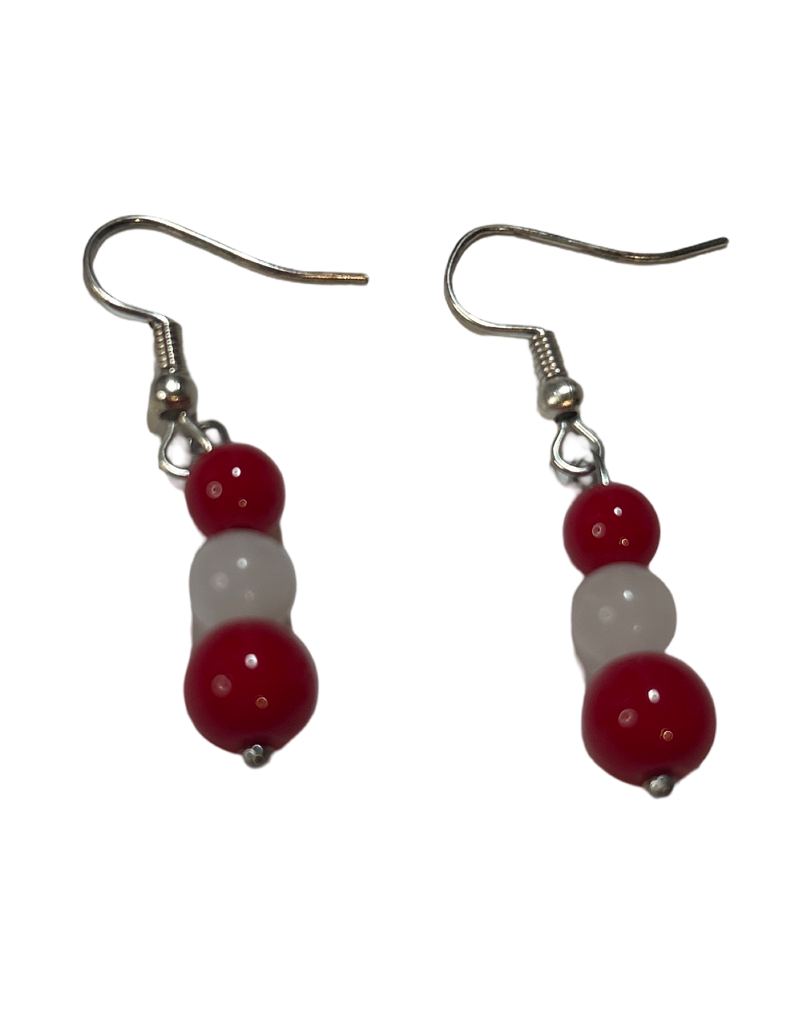 Boucle d’oreille corail rouge et jade blanche