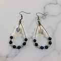 Boucle d’oreille opaline et lapis lazuli