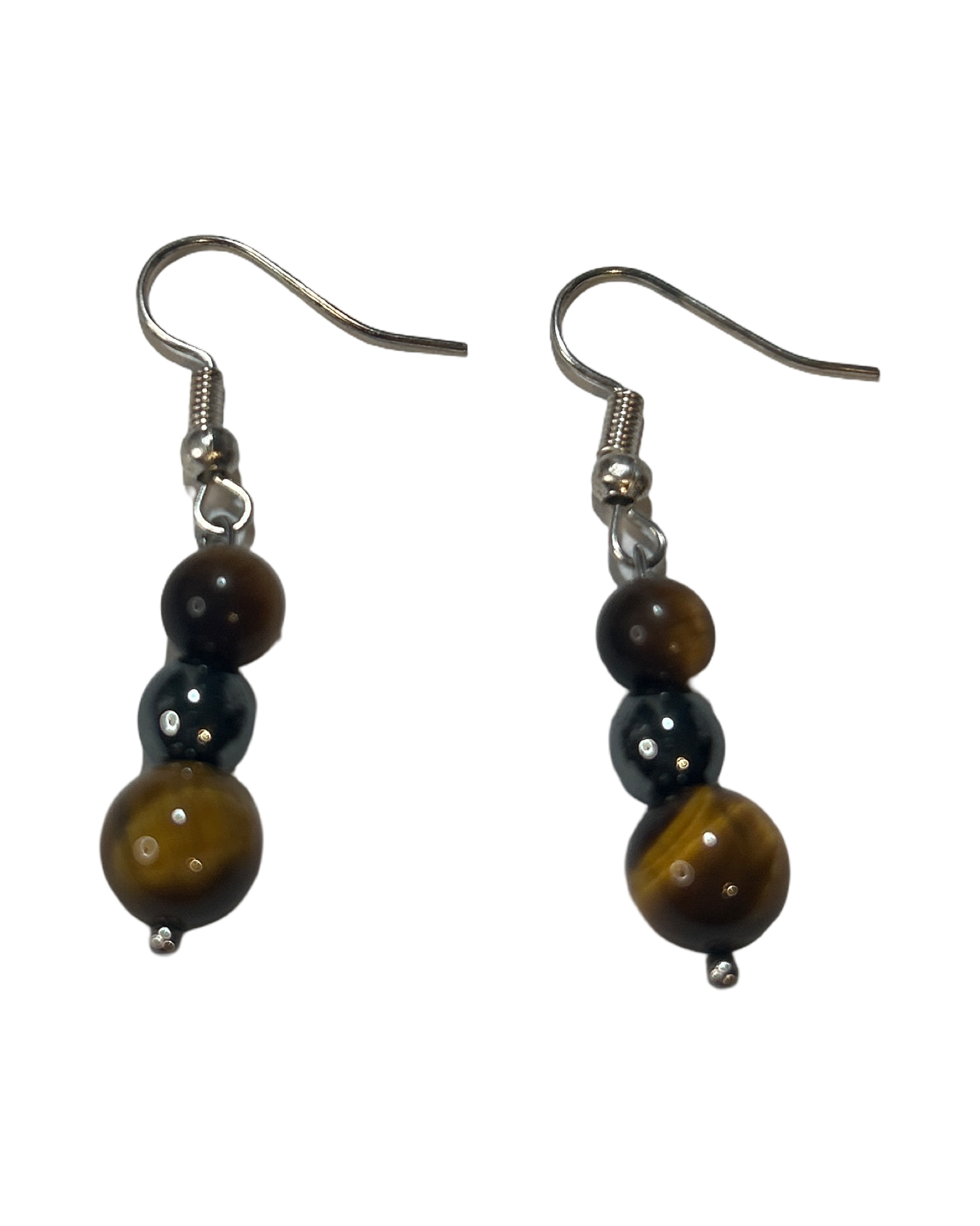 Boucle d’oreille œil de tigre et hématite