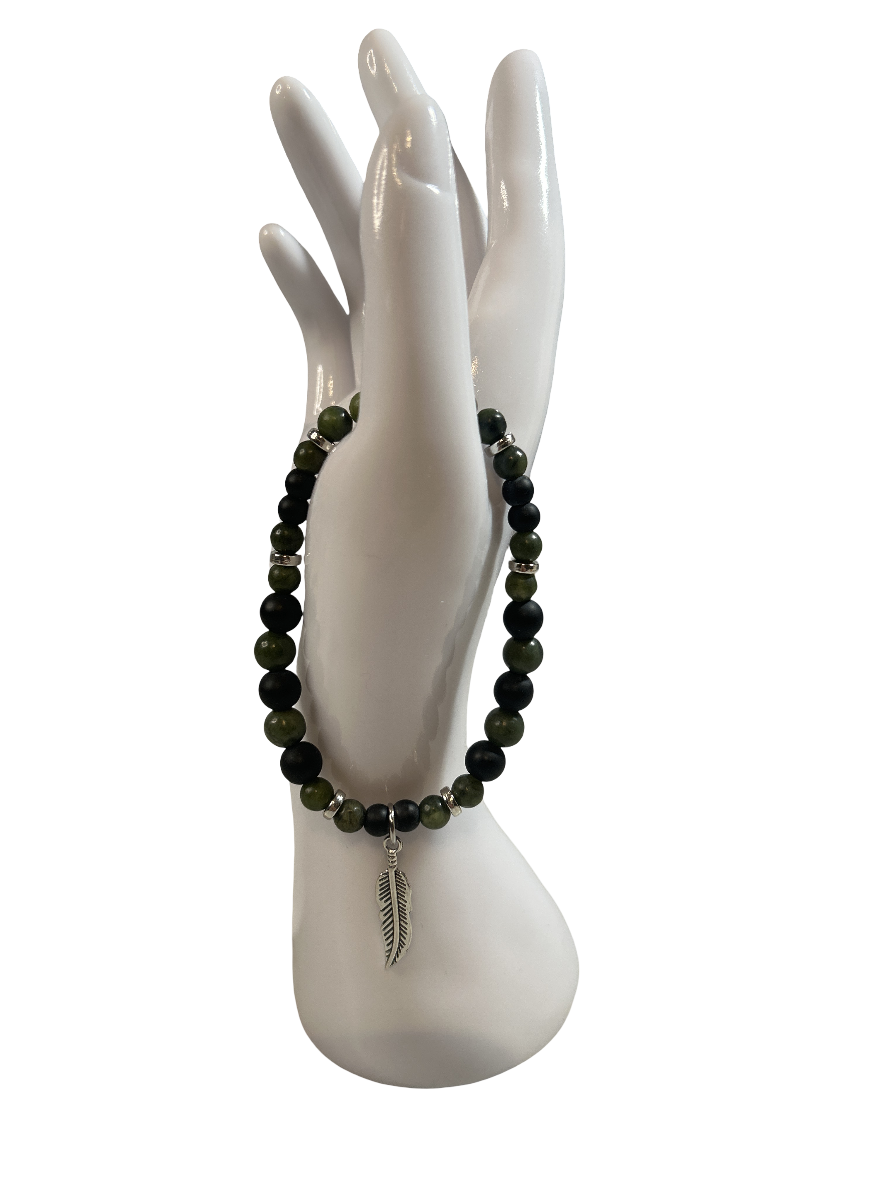 Bracelet homme jaspe vert et onyx mat