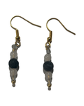 Boucle d’oreille Larvikite, labradorite et quartz rose