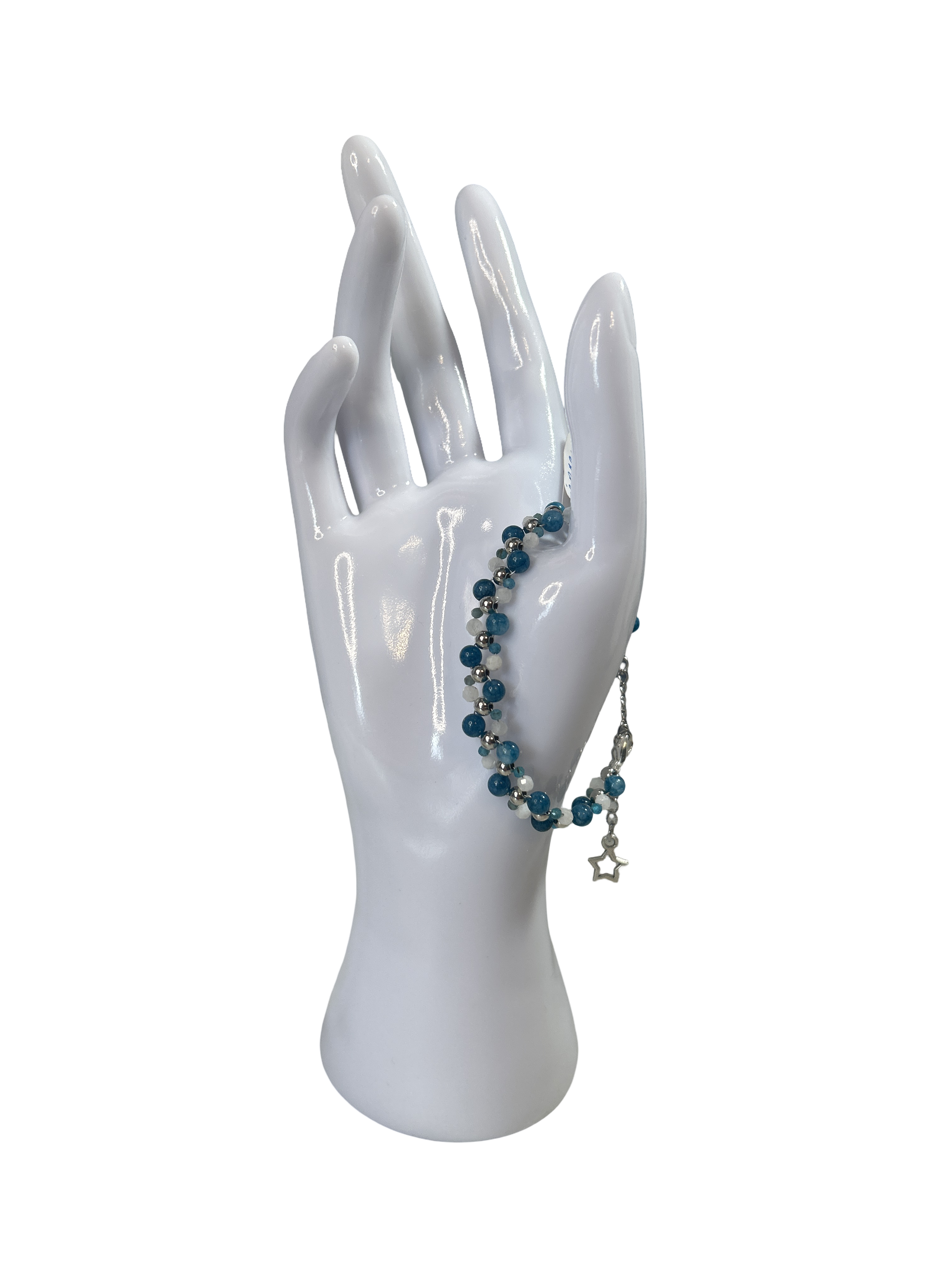 Bracelet tressé apatite bleue et pierre de lune