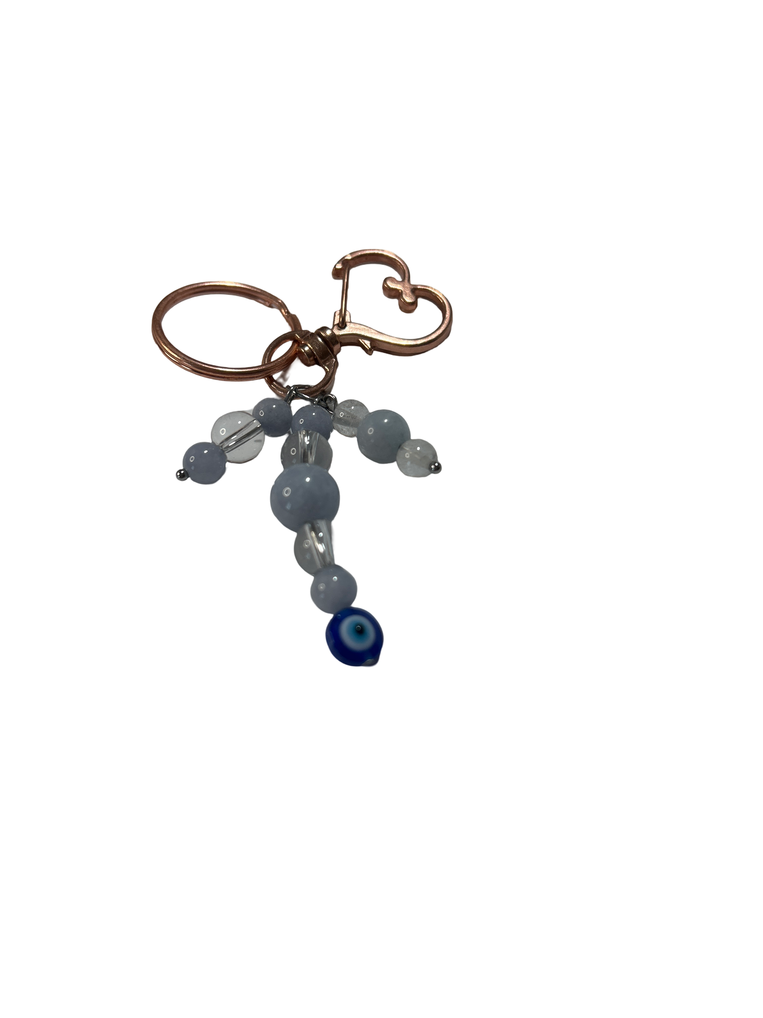 Porte clé calcédoine et cristal de roche