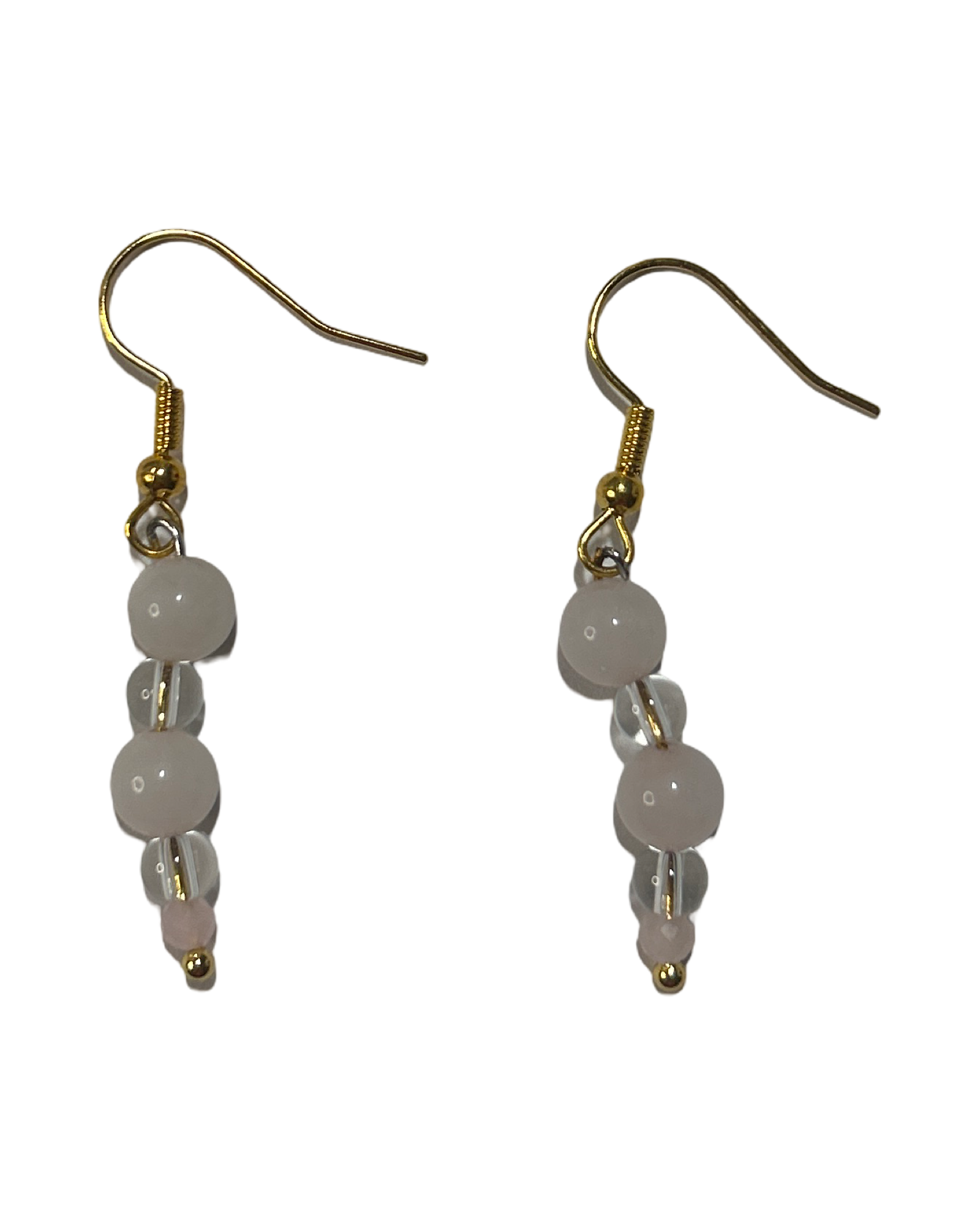 Boucle d’oreille quartz rose et cristal de roche