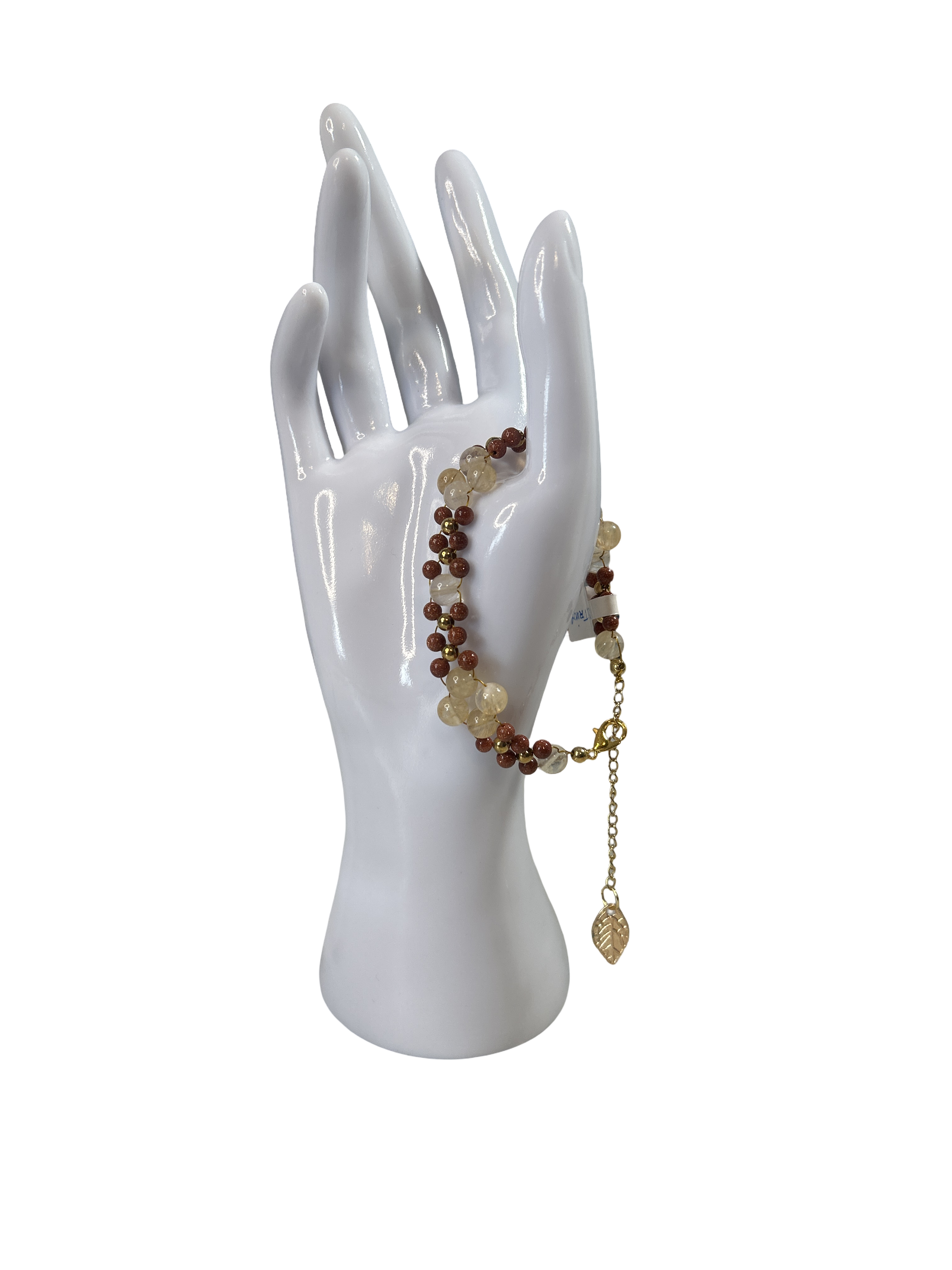 Bracelet tressé citrine et pierre de sable d’or