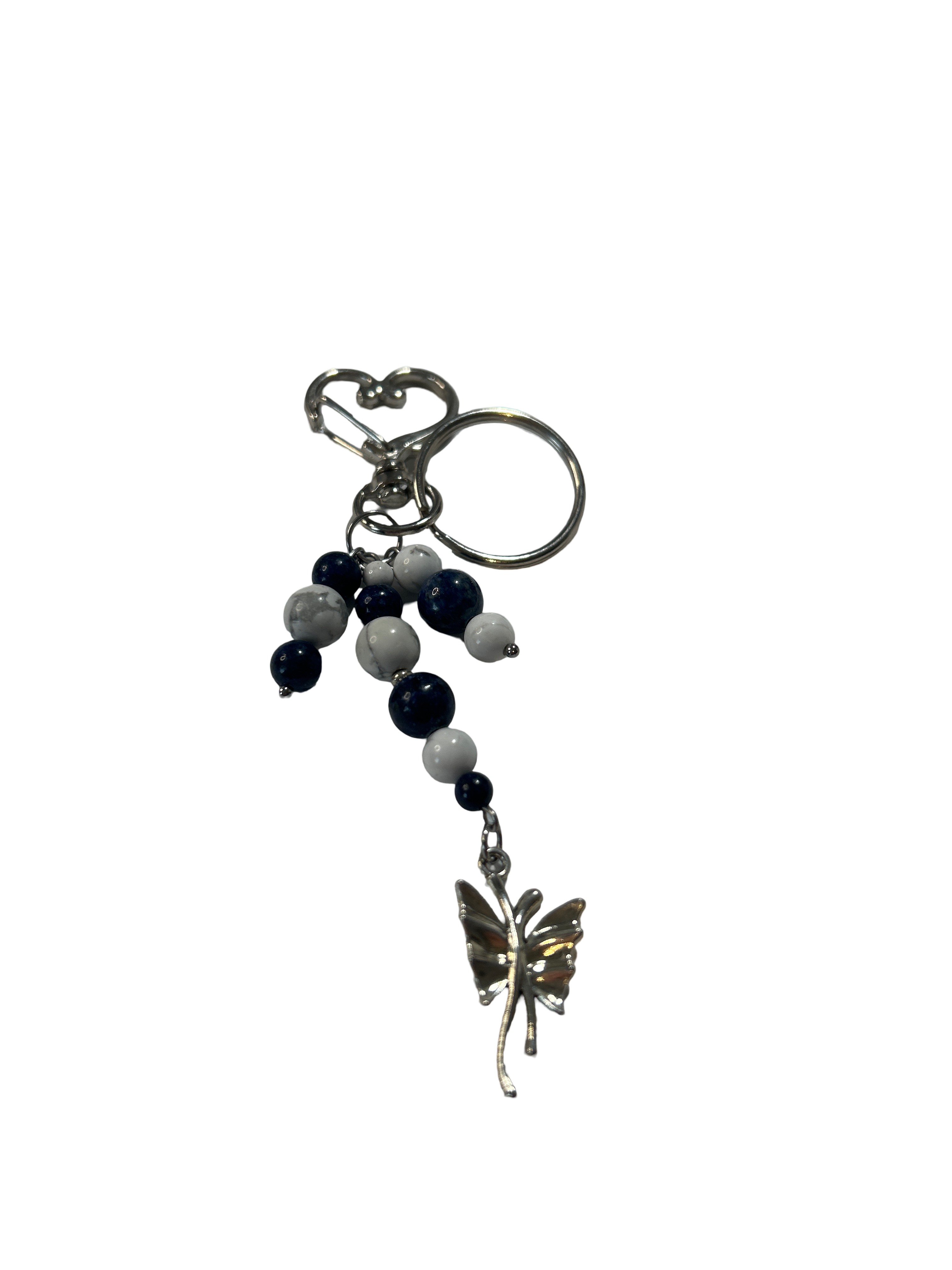 Porte clé howlite et lapis lazuli