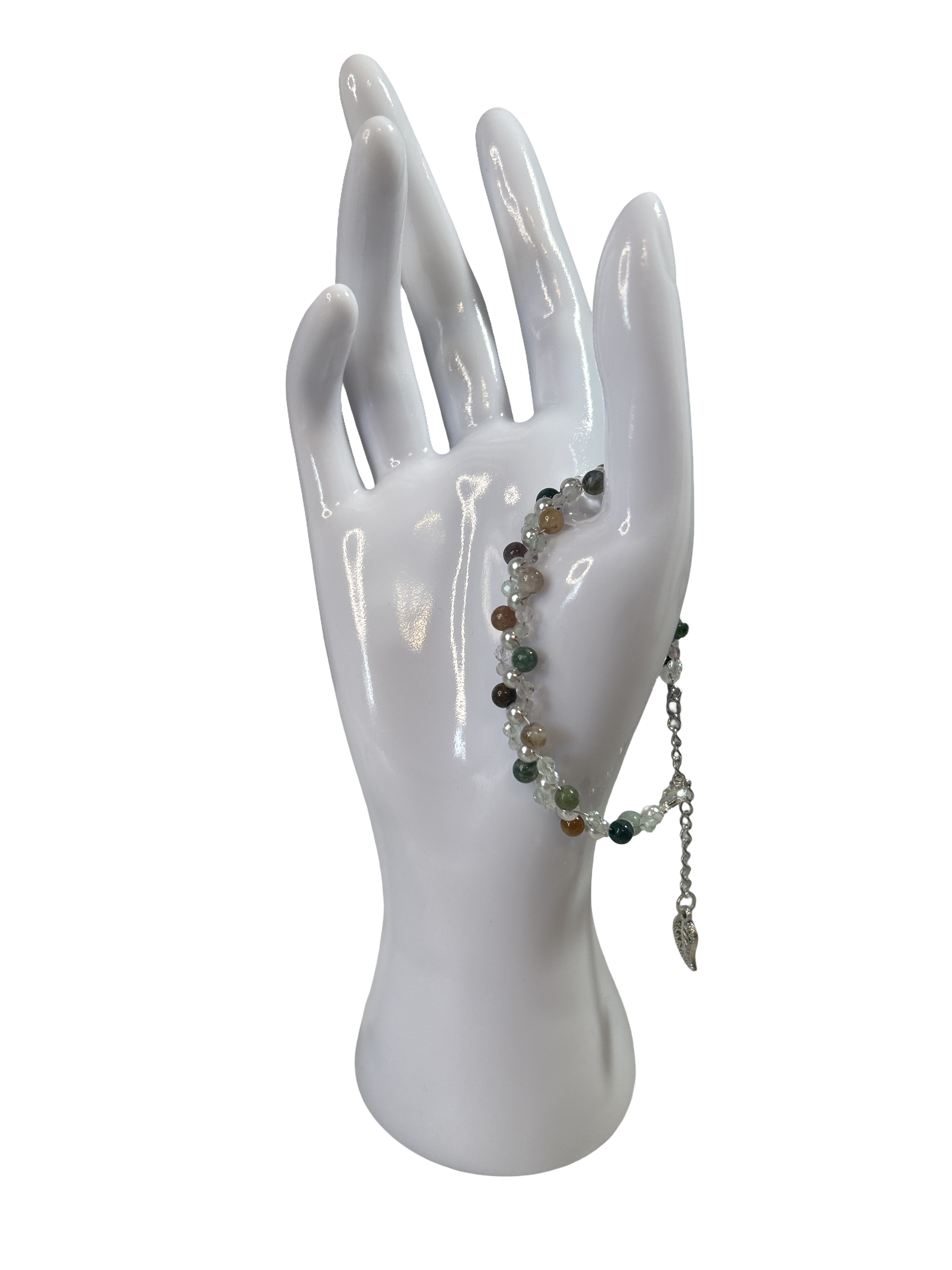 Bracelet tressé agate indienne et fluorite