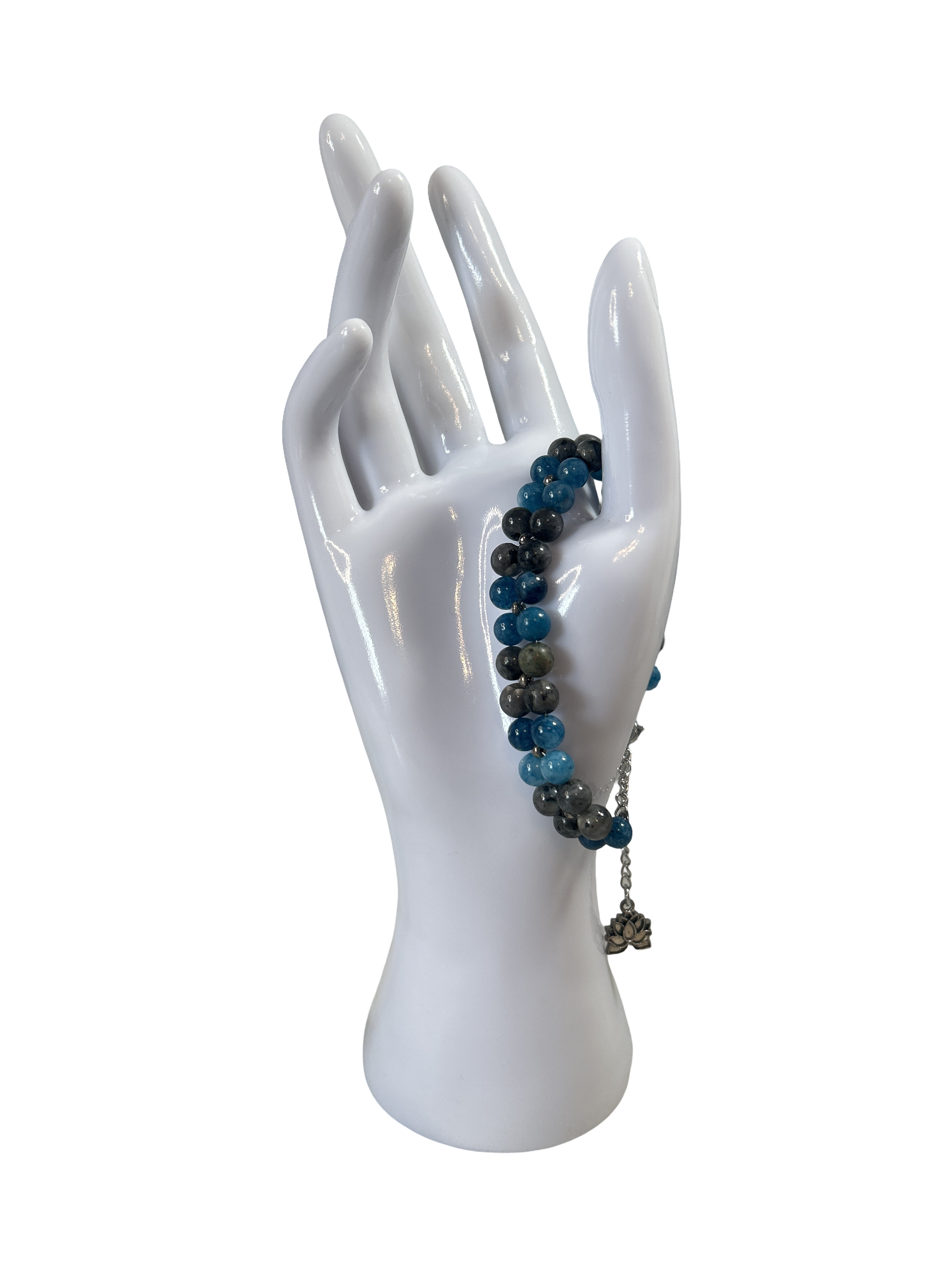 Bracelet tressé Larvikite et apatite bleue