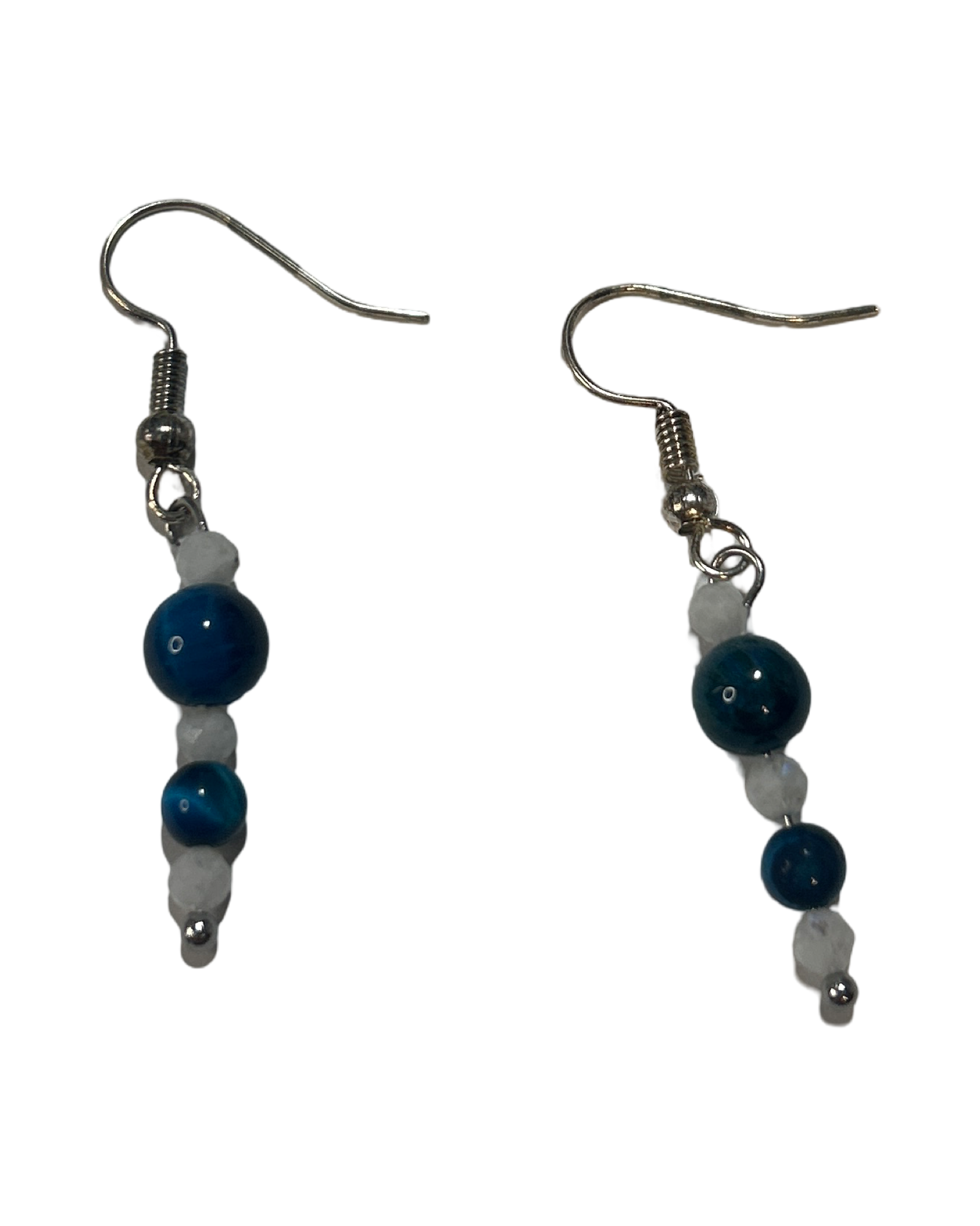 Boucle d’oreille œil de tigre bleu et pierre de lune